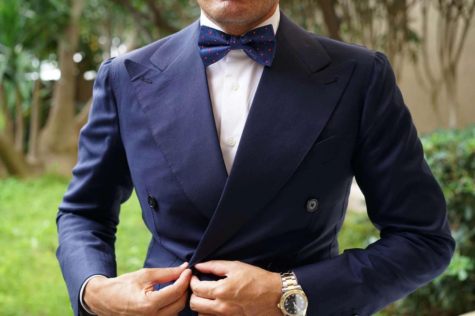 Navy Blue with Red Pattern - Bow Tie - Image 9