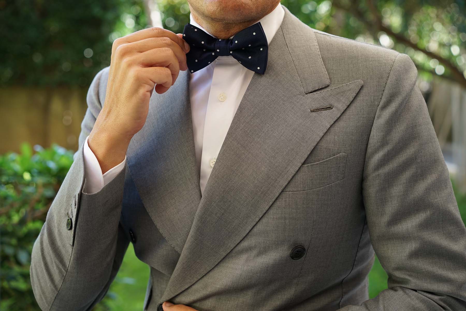 Navy Blue with White Polkadots - Bow Tie - Image 3