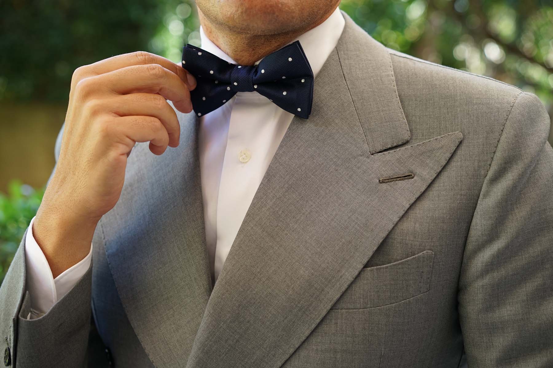 Navy Blue with White Polkadots - Bow Tie - Image 5