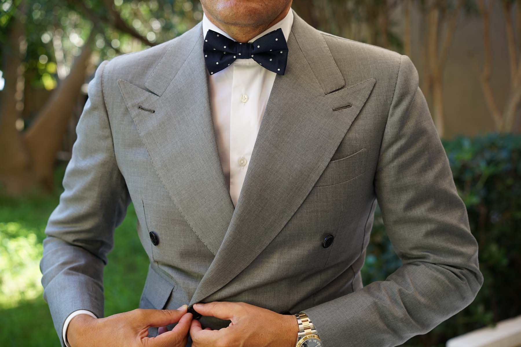 Navy Blue with White Polkadots - Bow Tie - Image 8
