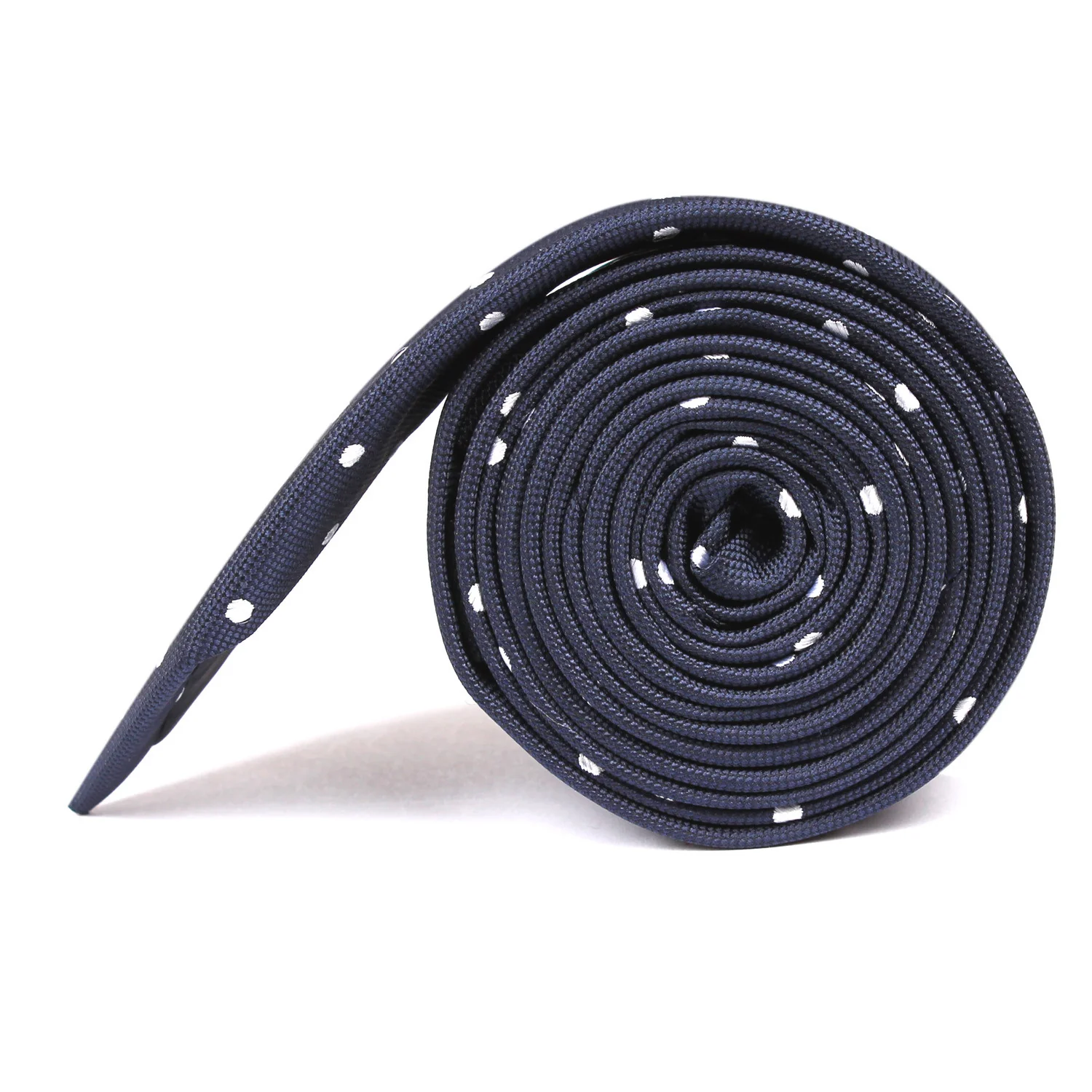 Navy Blue with White Polka Dots - Skinny Tie - Image 3