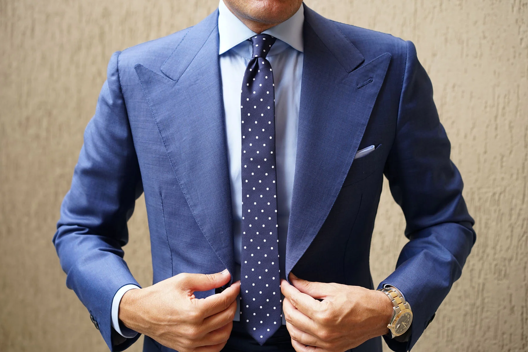 Navy Blue with White Polka Dots - Skinny Tie - Image 7