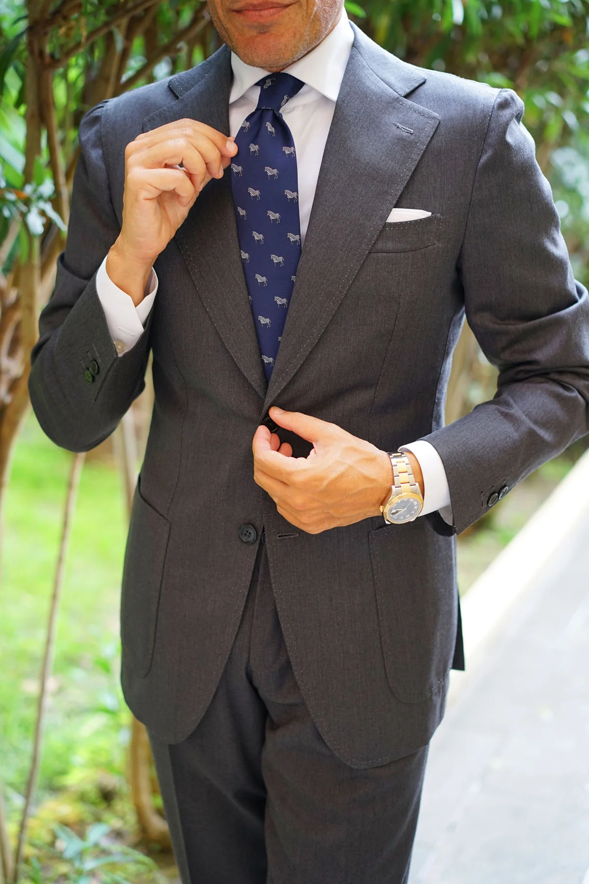 Navy Blue Zebra Necktie - Image 13