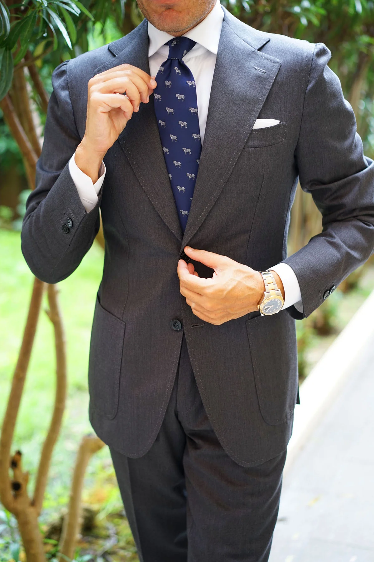 Navy Blue Zebra Necktie - Image 6