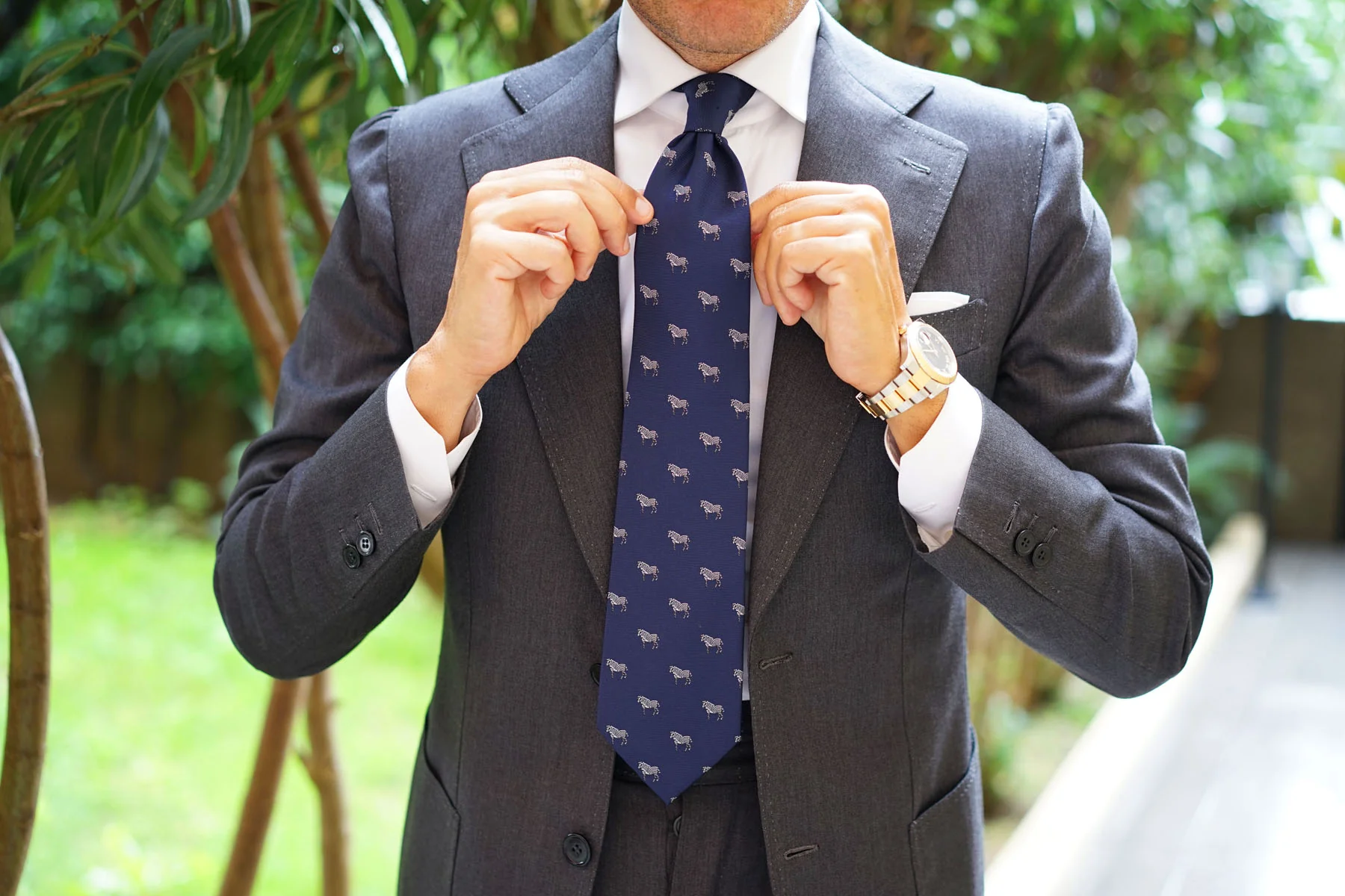 Navy Blue Zebra Necktie - Image 8