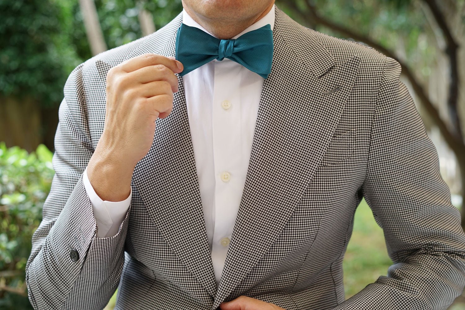 Oasis Blue Weave Self Bow Tie - Image 7