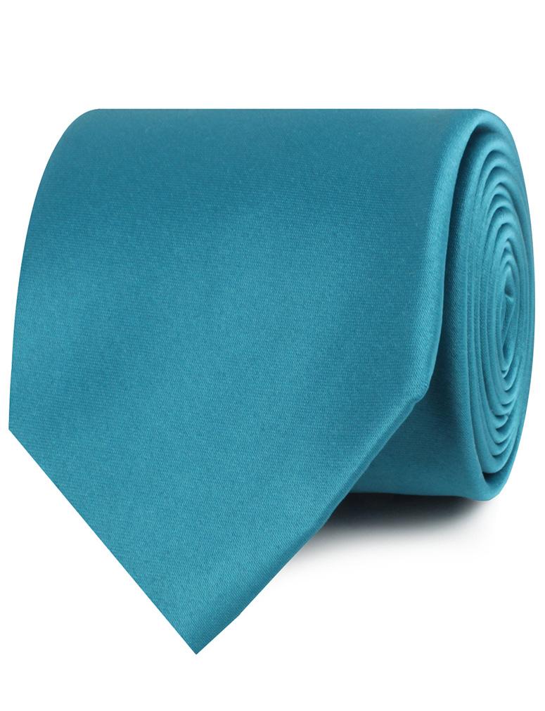 Oasis Teal Satin Necktie - Image 2