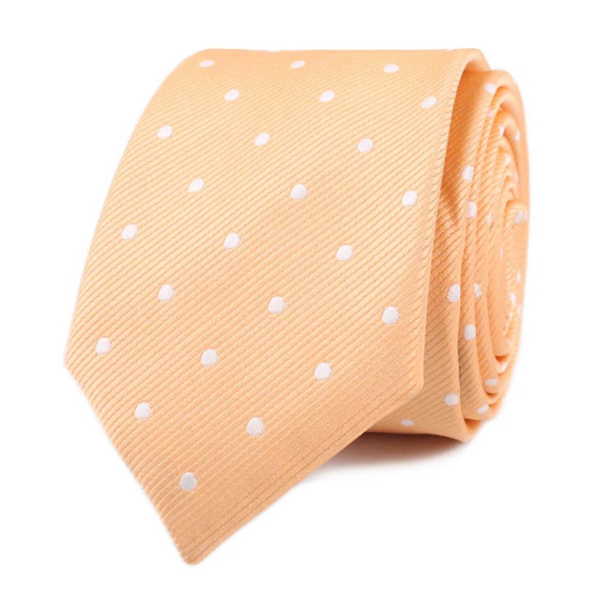 Orange with White Polka Dots Skinny Tie - Image 2