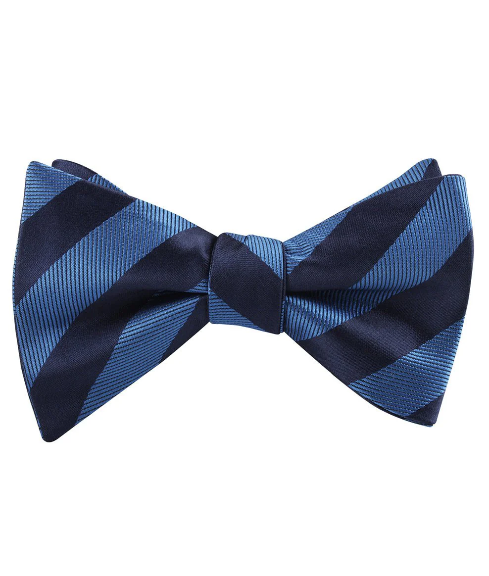 Oxford & Steel Blue Striped Self Bow Tie - Image 2