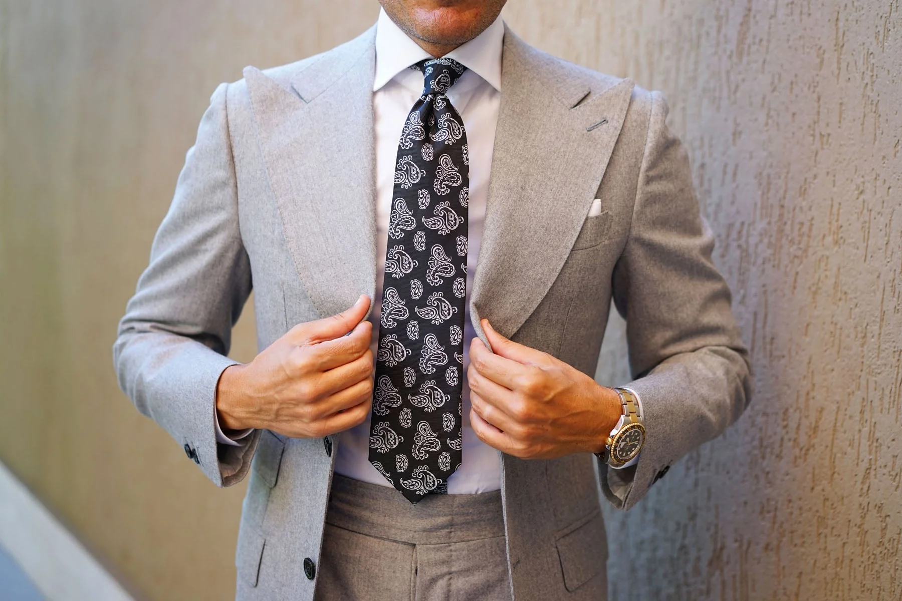 Paisley Coal Black Necktie - Image 8
