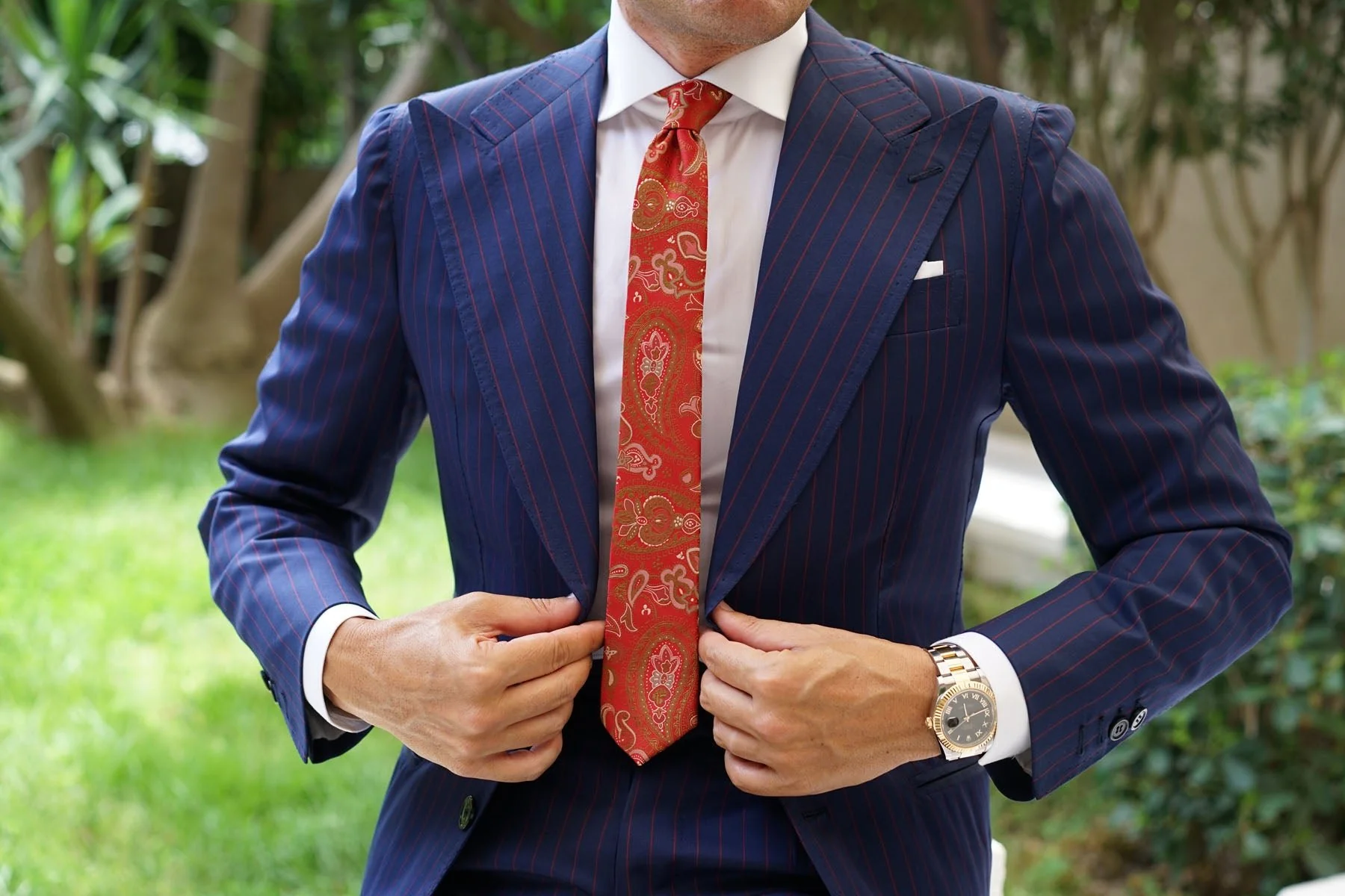 Paisley Maroon with Brown Skinny Tie - Image 5