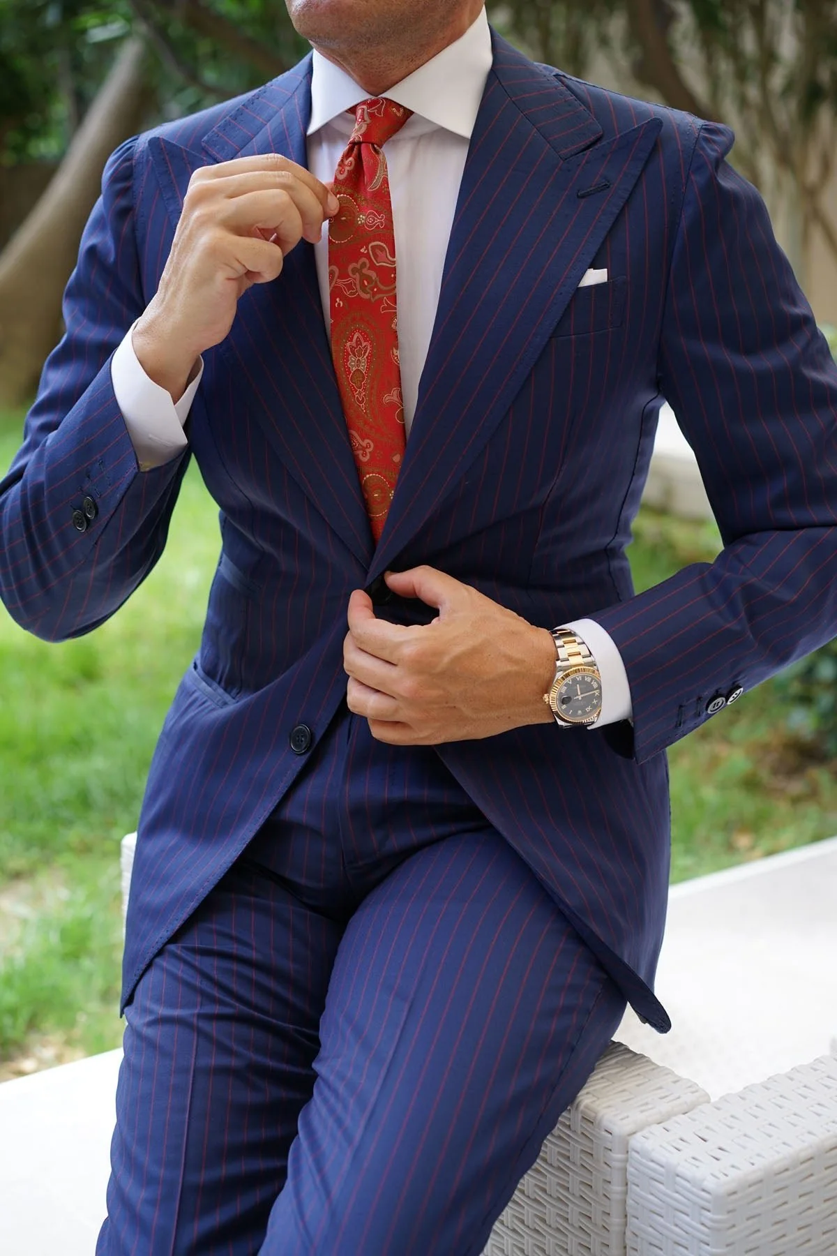 Paisley Maroon with Brown Skinny Tie - Image 8