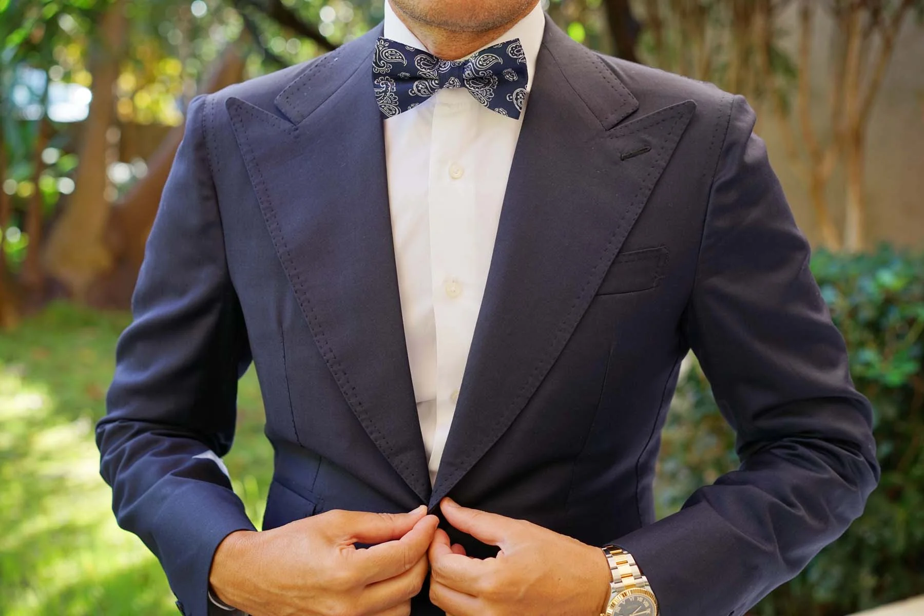 Paisley Navy Blue - Bow Tie - Image 3
