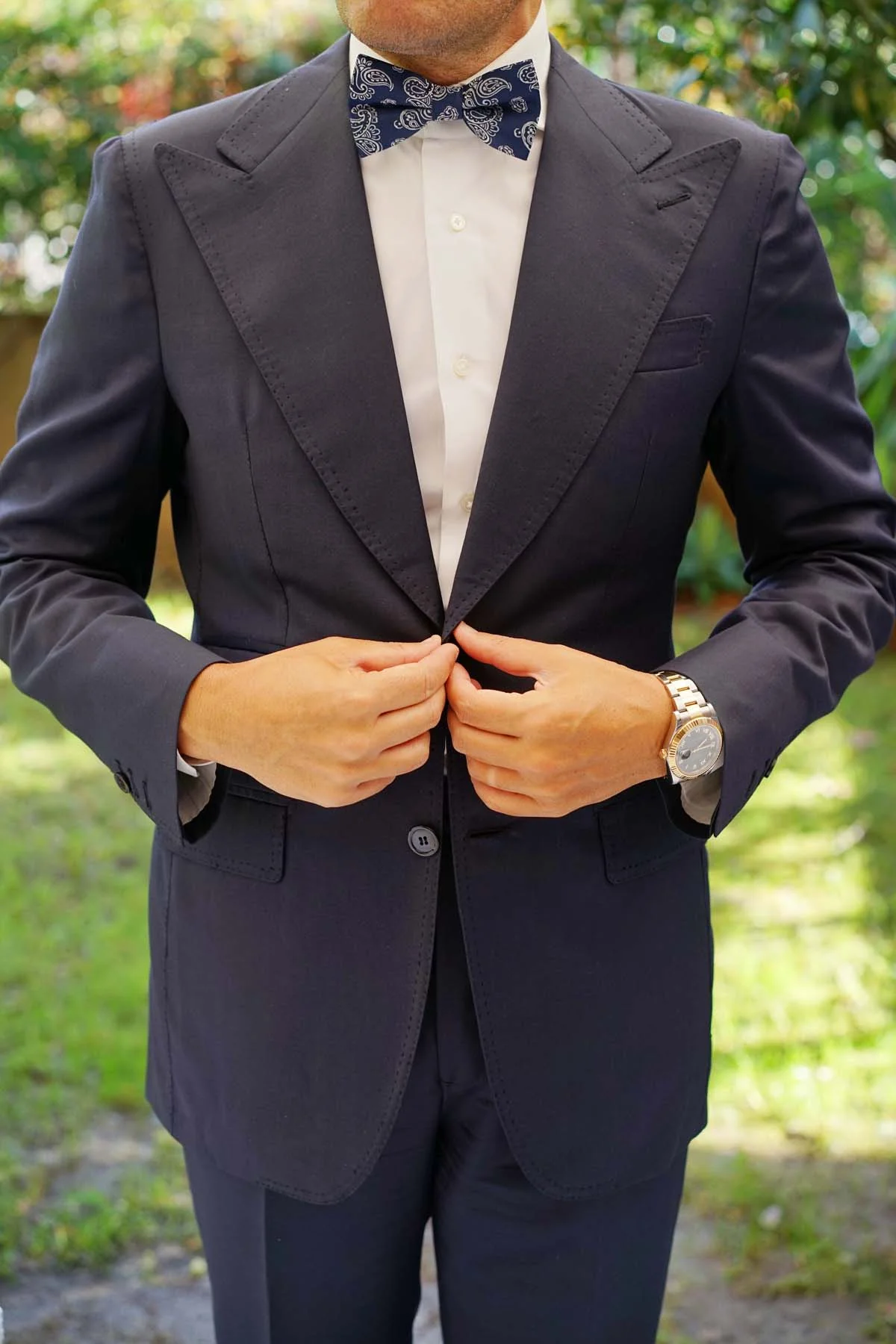 Paisley Navy Blue - Bow Tie - Image 4