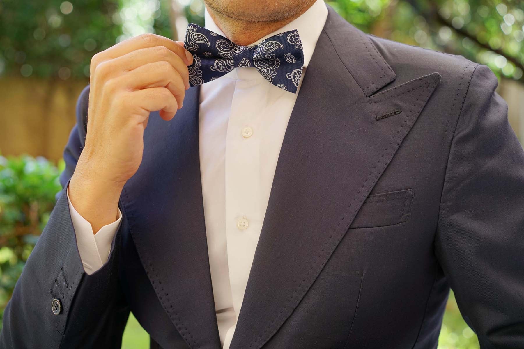 Paisley Navy Blue - Bow Tie - Image 6