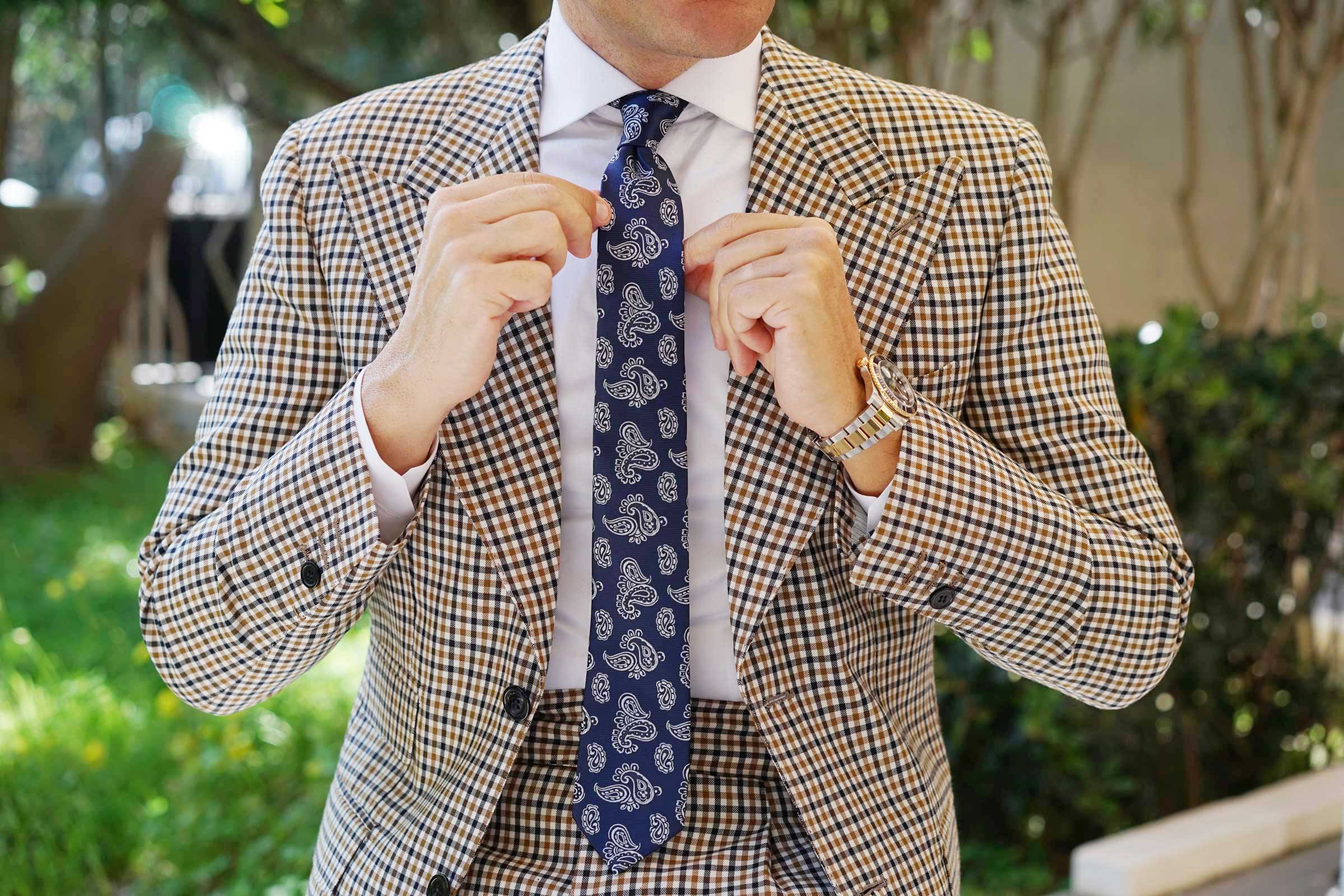 Paisley Navy Blue - Skinny Tie - Image 5