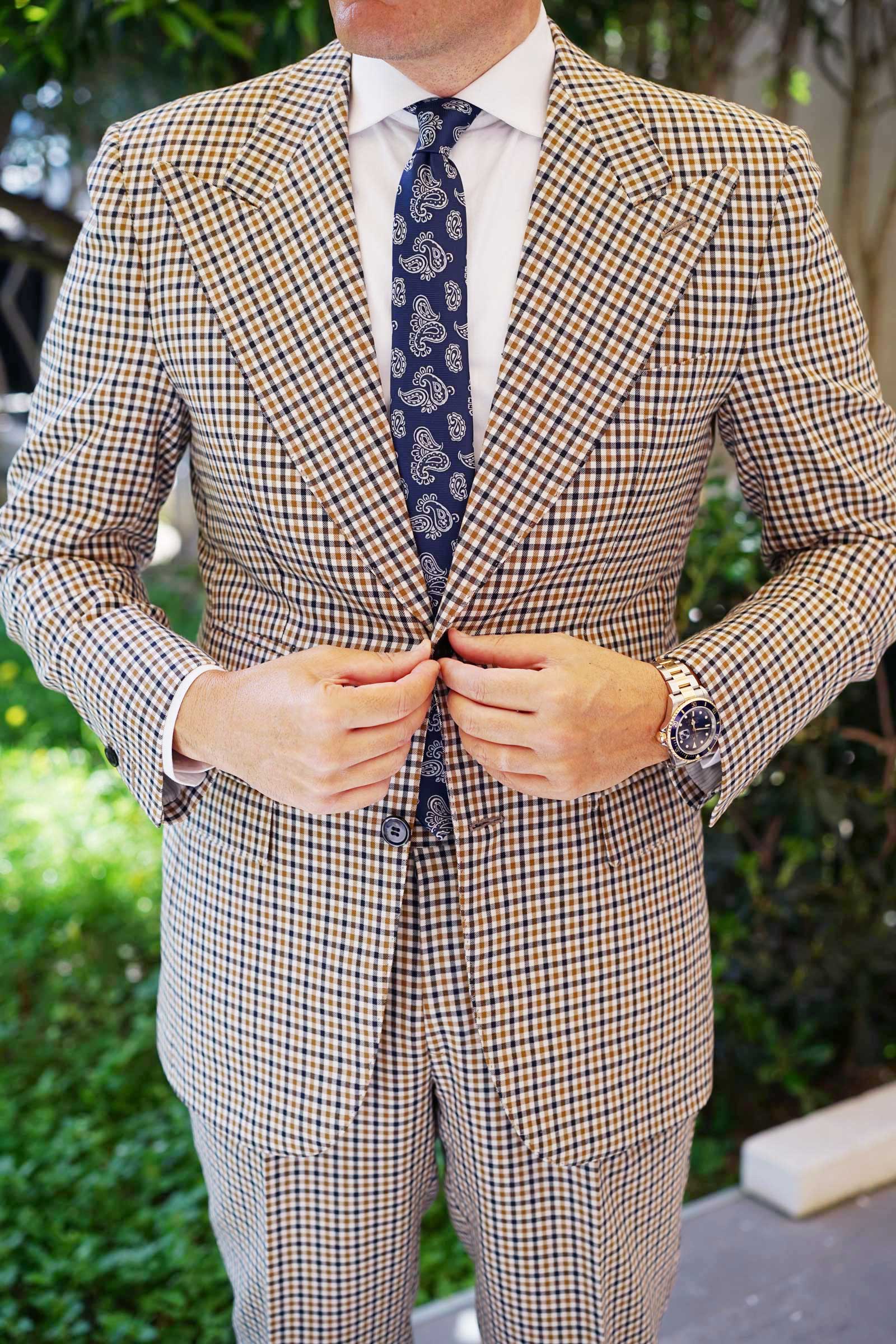 Paisley Navy Blue - Skinny Tie - Image 6