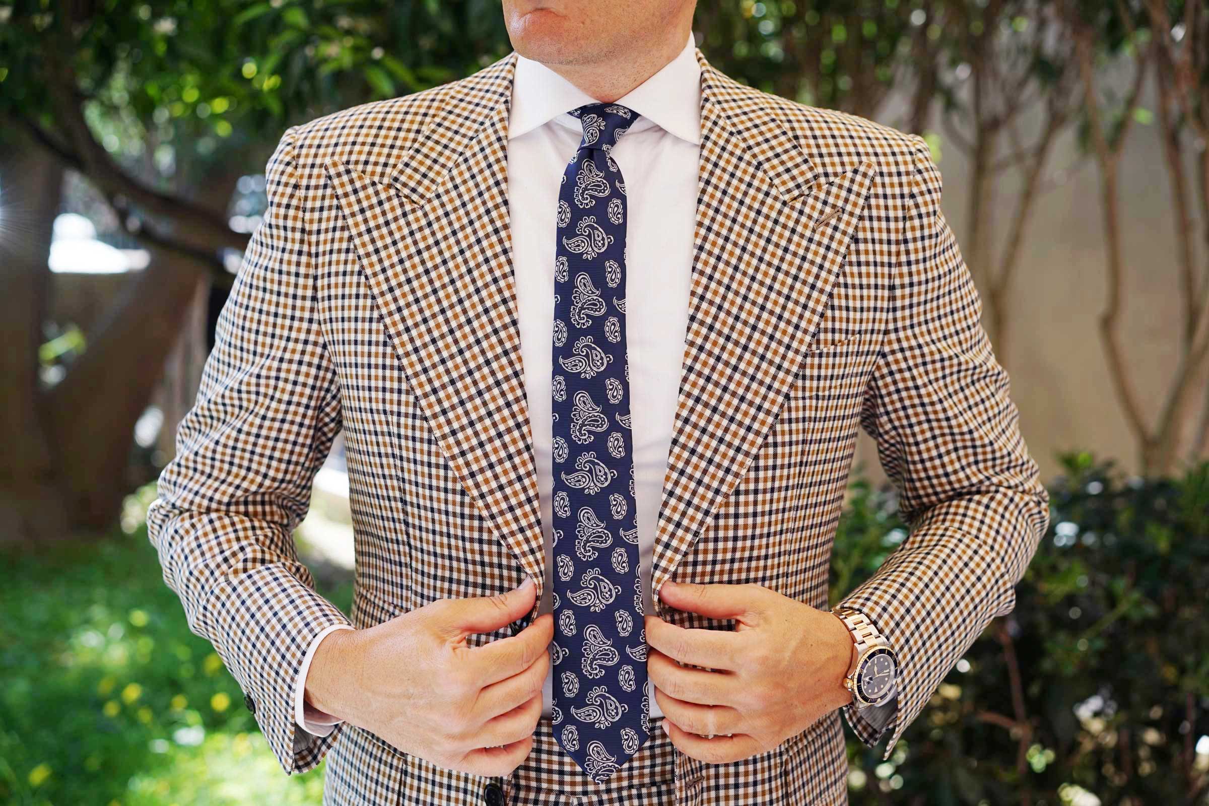 Paisley Navy Blue - Skinny Tie - Image 7