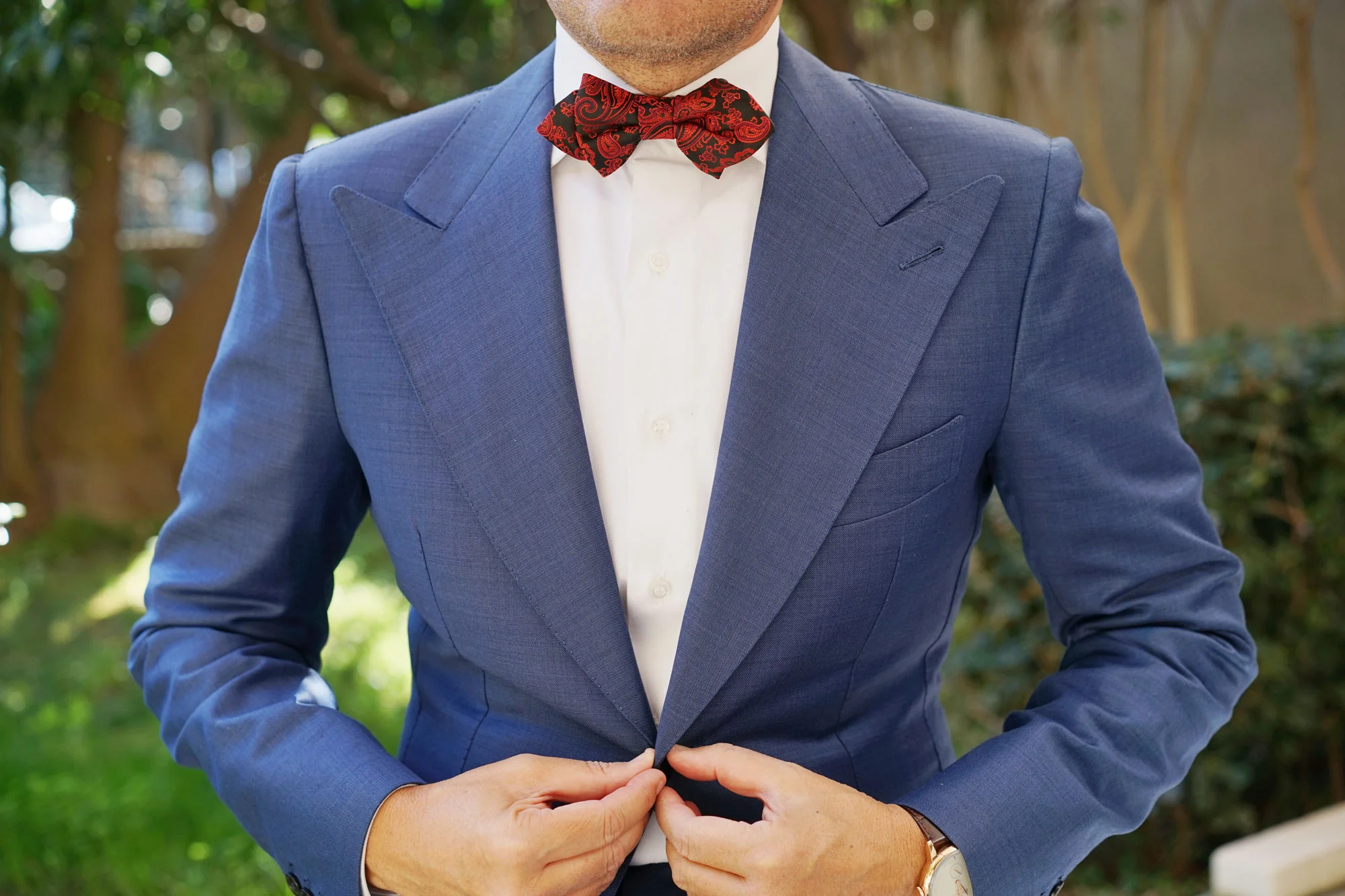 Paisley Red and Black Diamond Bow Tie - Image 3