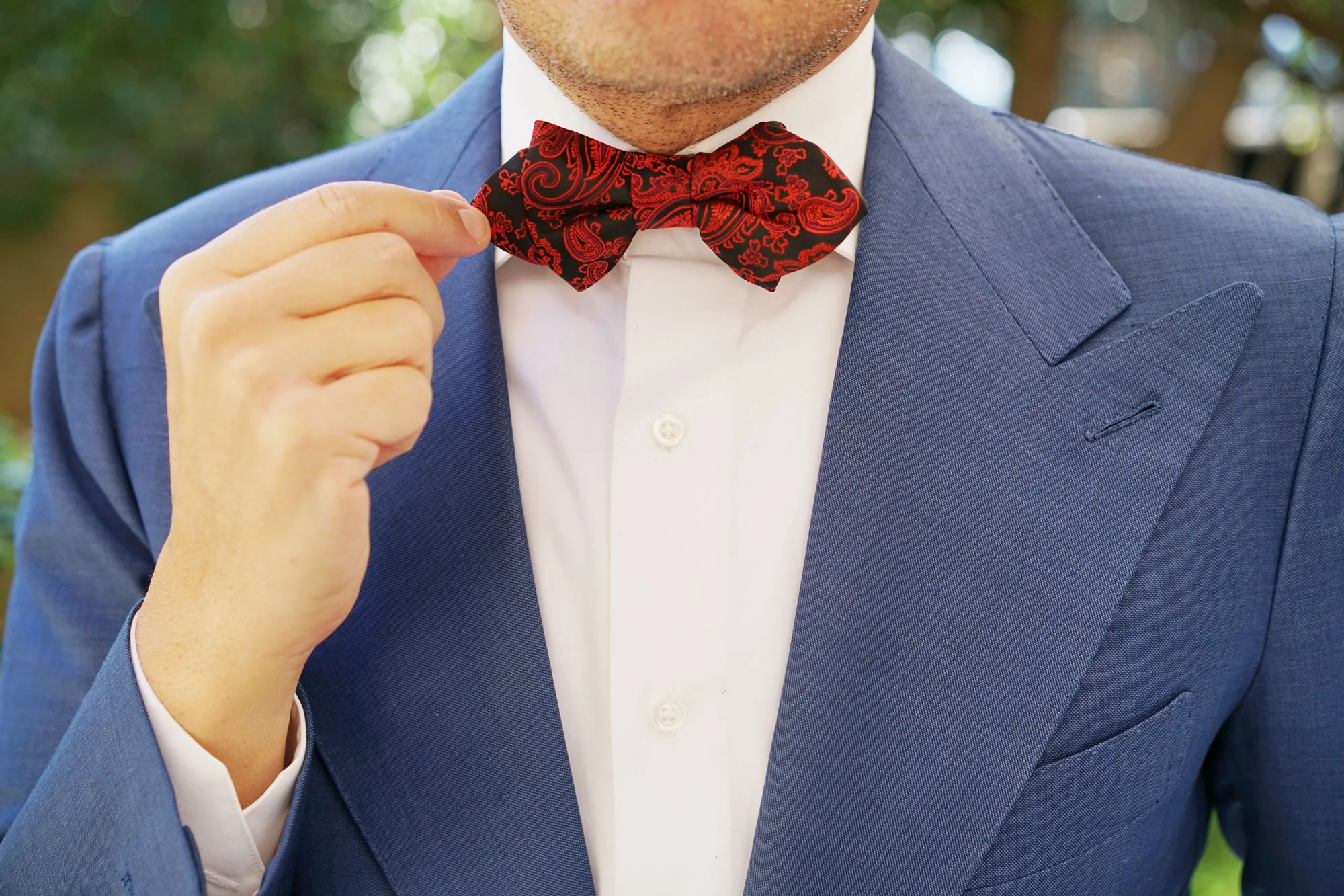 Paisley Red and Black Diamond Bow Tie - Image 9