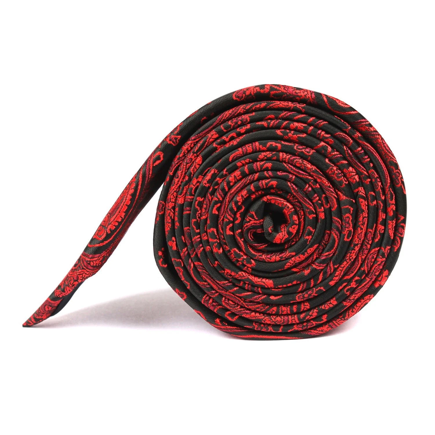 Paisley Red and Black Skinny Tie - Image 3