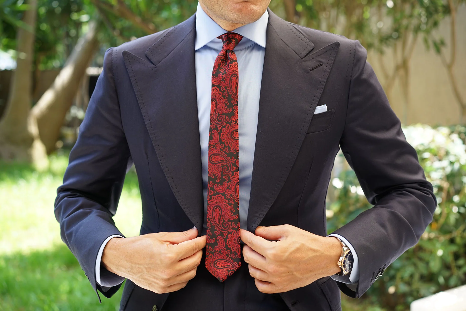 Paisley Red and Black Skinny Tie - Image 5