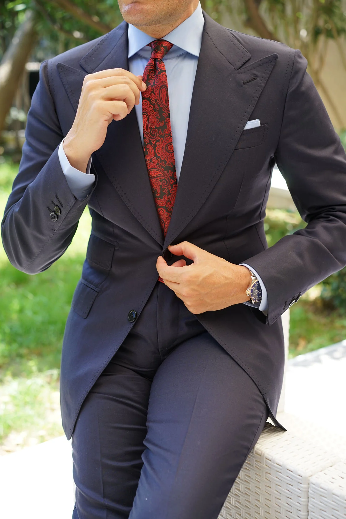 Paisley Red and Black Skinny Tie - Image 6