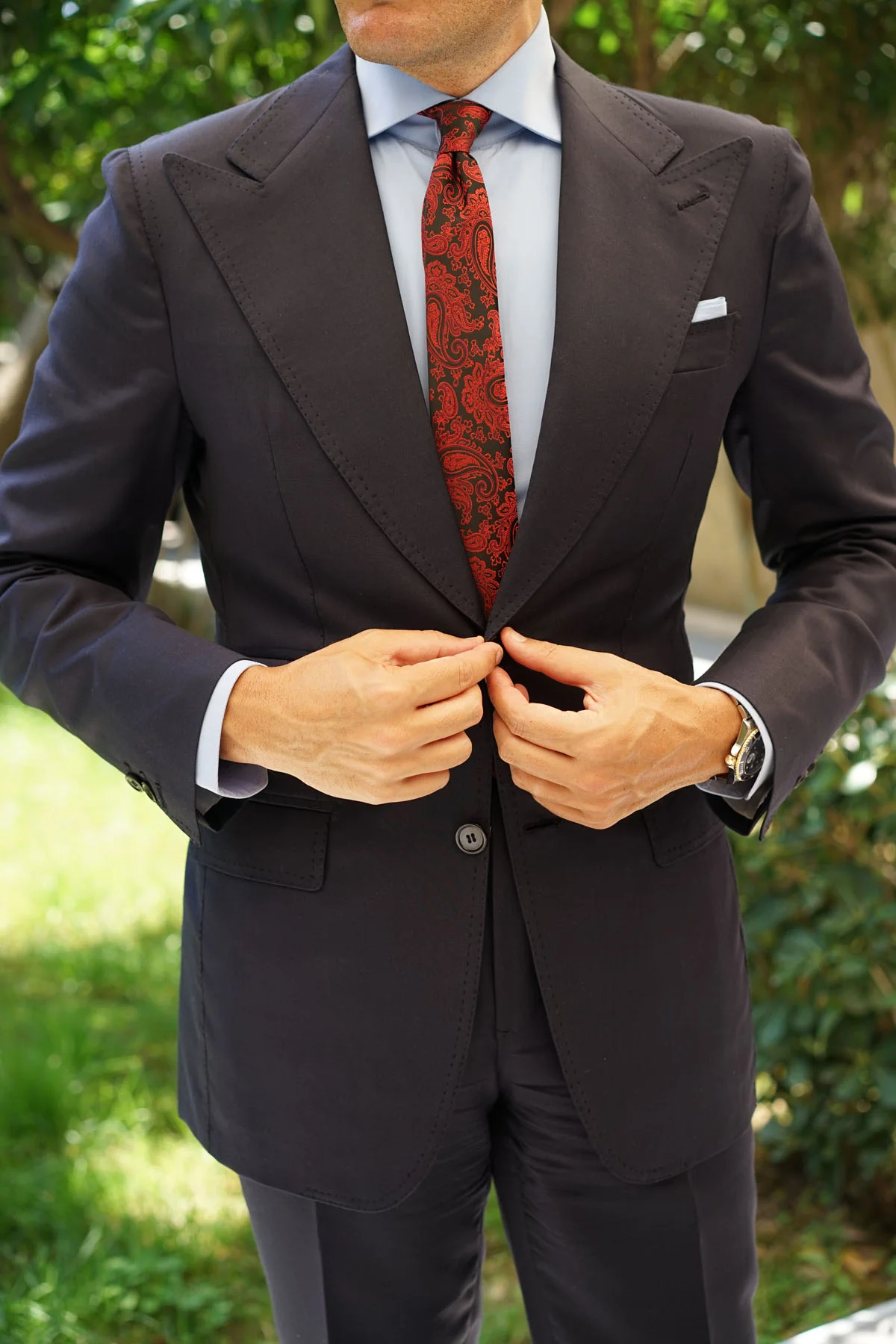 Paisley Red and Black Skinny Tie - Image 8