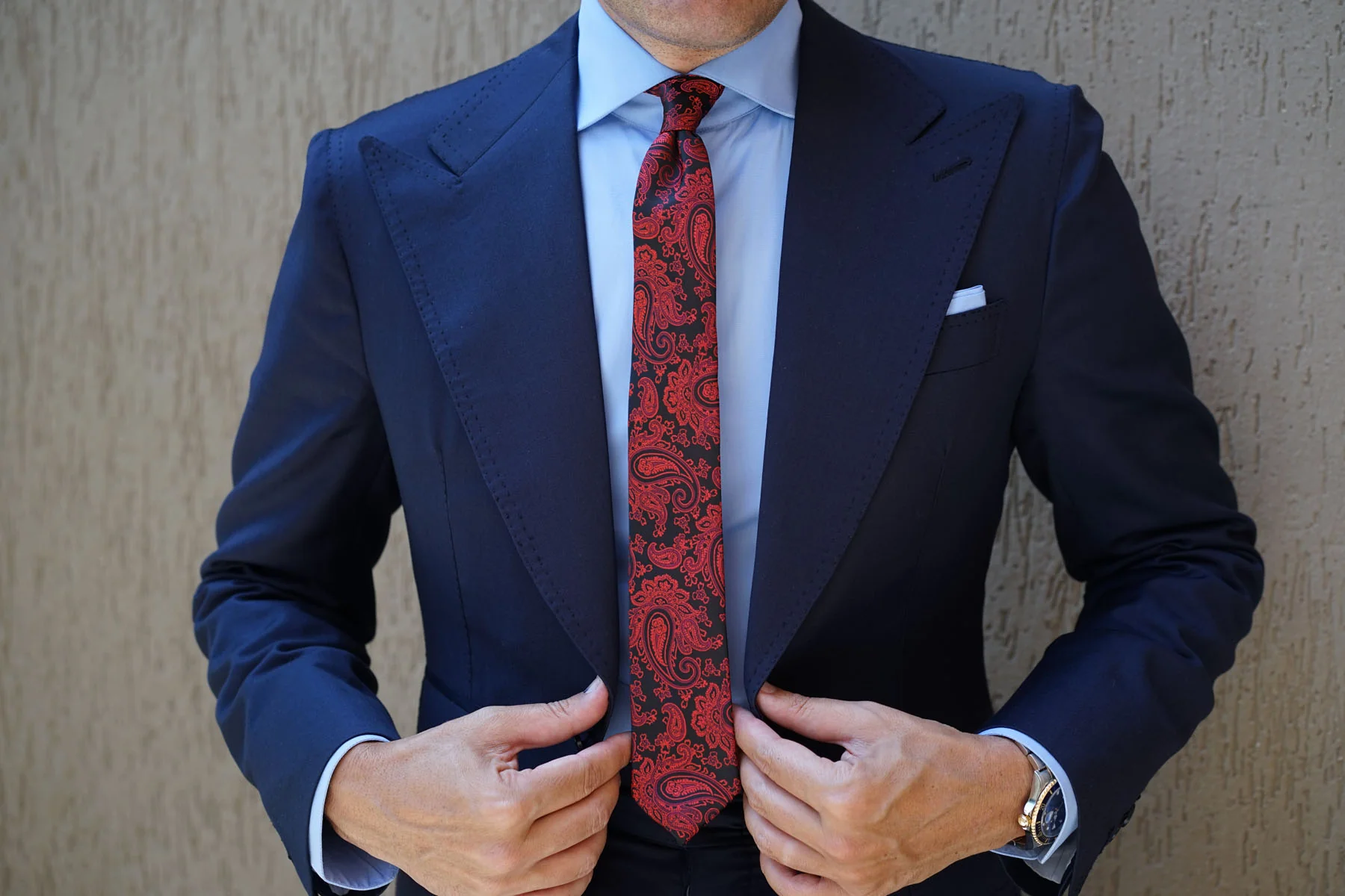 Paisley Red and Black Skinny Tie - Image 9