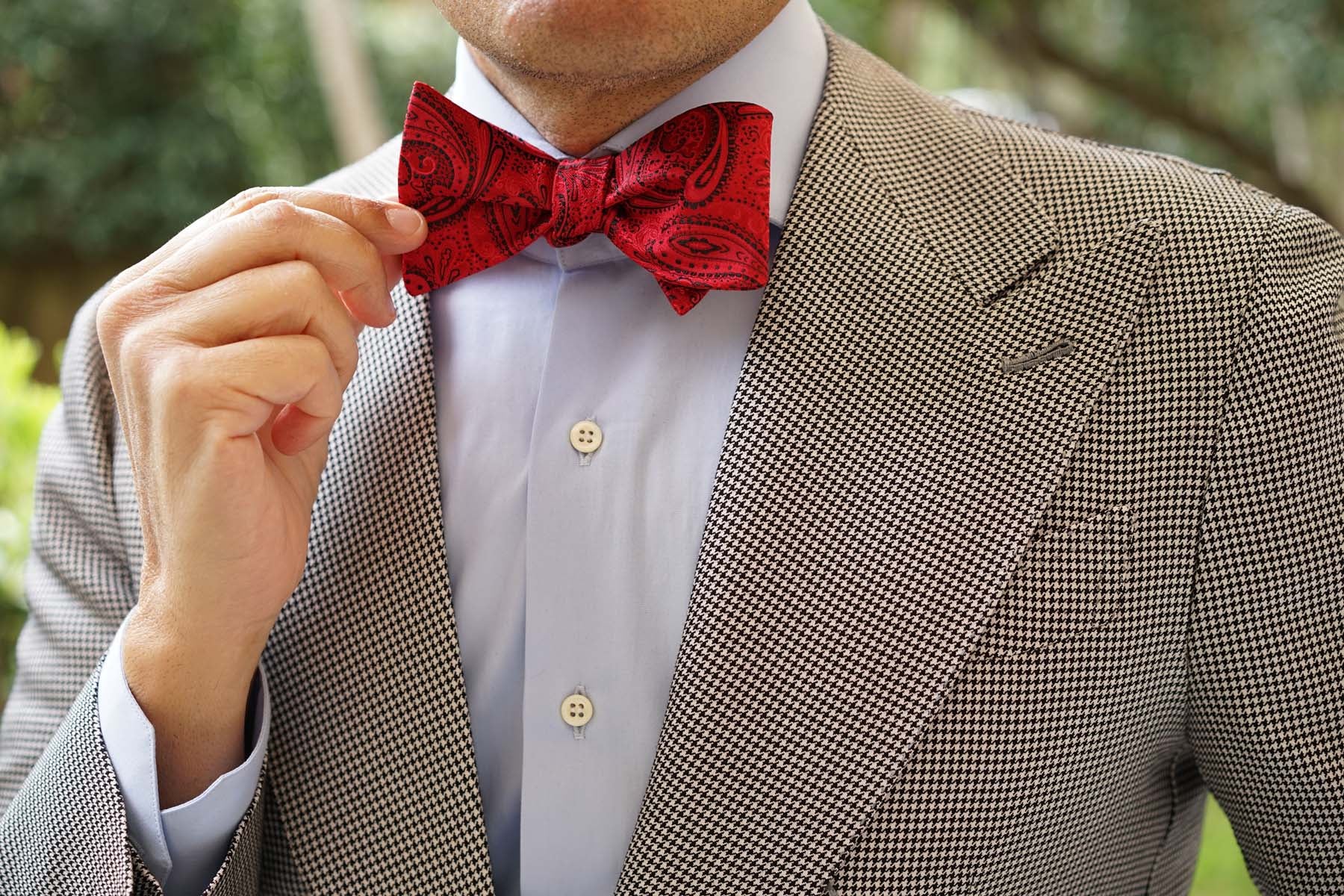 Paisley Red Maroon with Black - Bow Tie (Untied) - Image 6