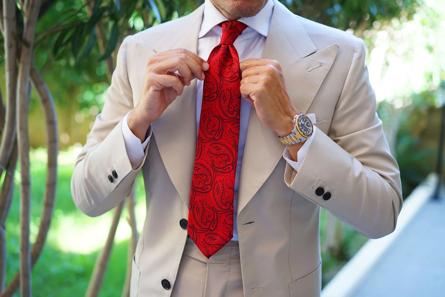 Paisley Red Maroon with Black Tie - Image 14