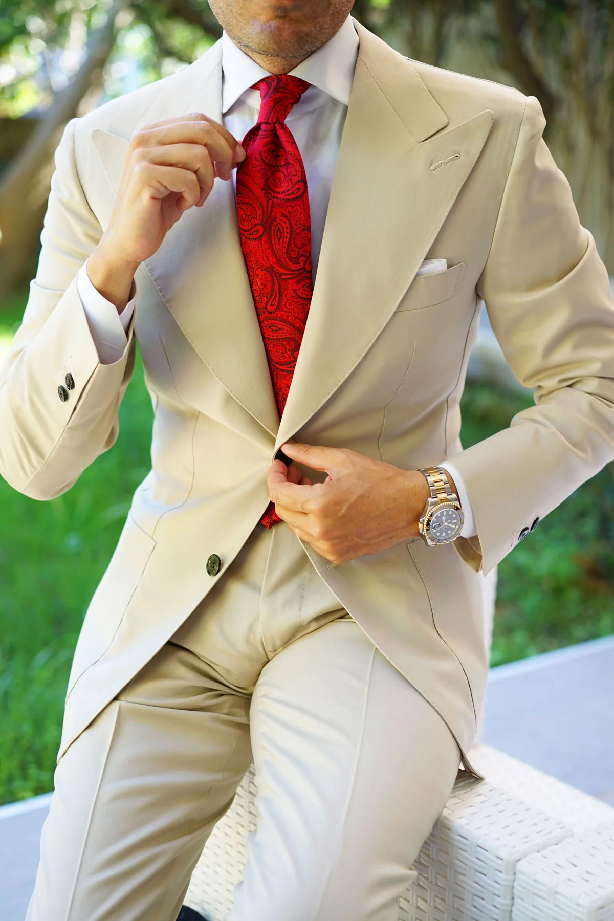 Paisley Red Maroon with Black Tie - Image 15