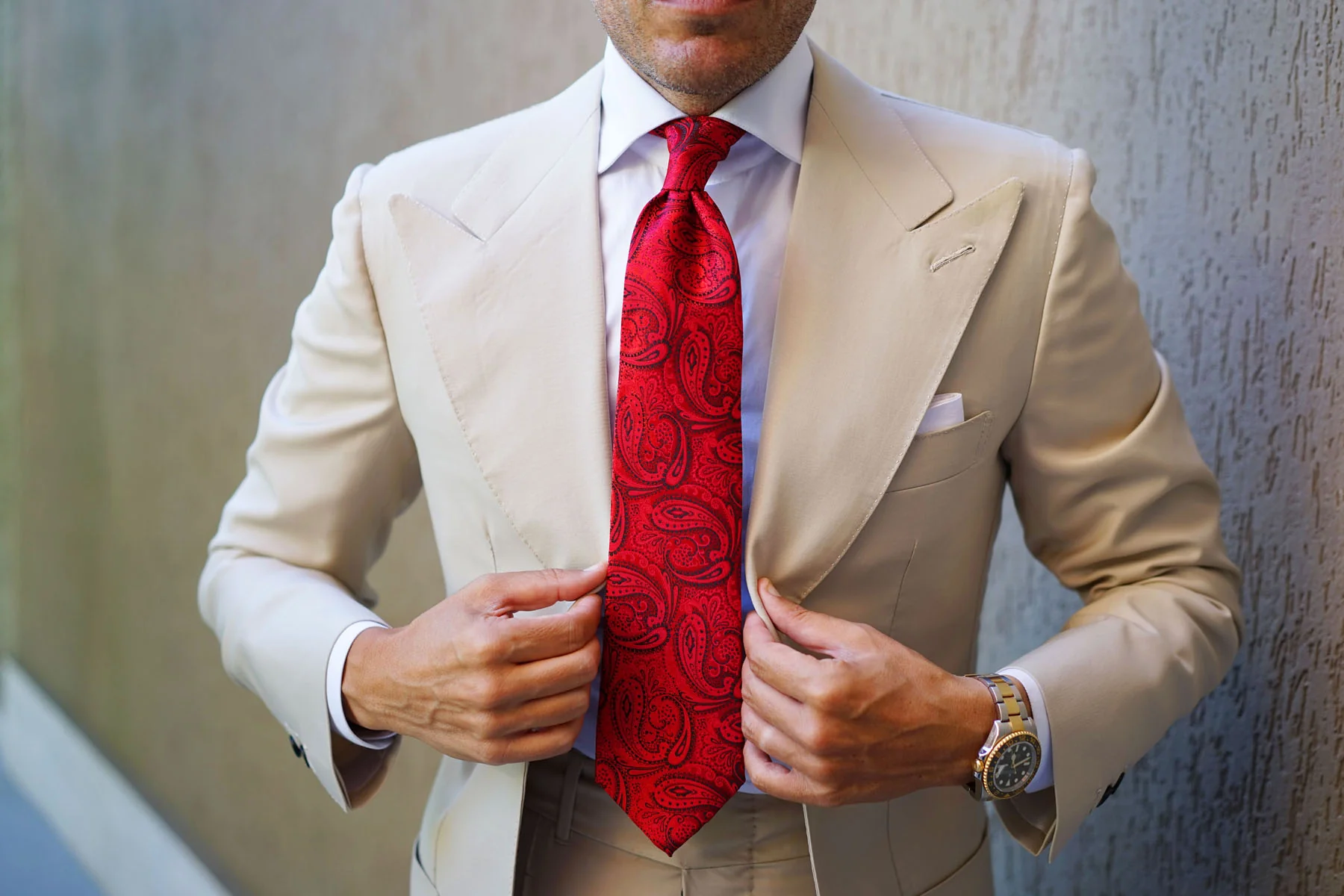 Paisley Red Maroon with Black Tie - Image 16