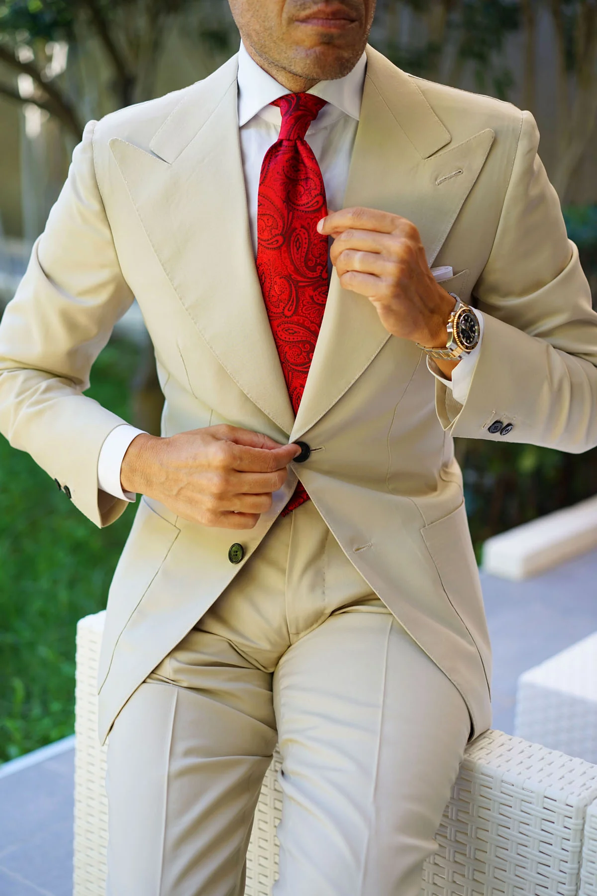 Paisley Red Maroon with Black Tie - Image 17