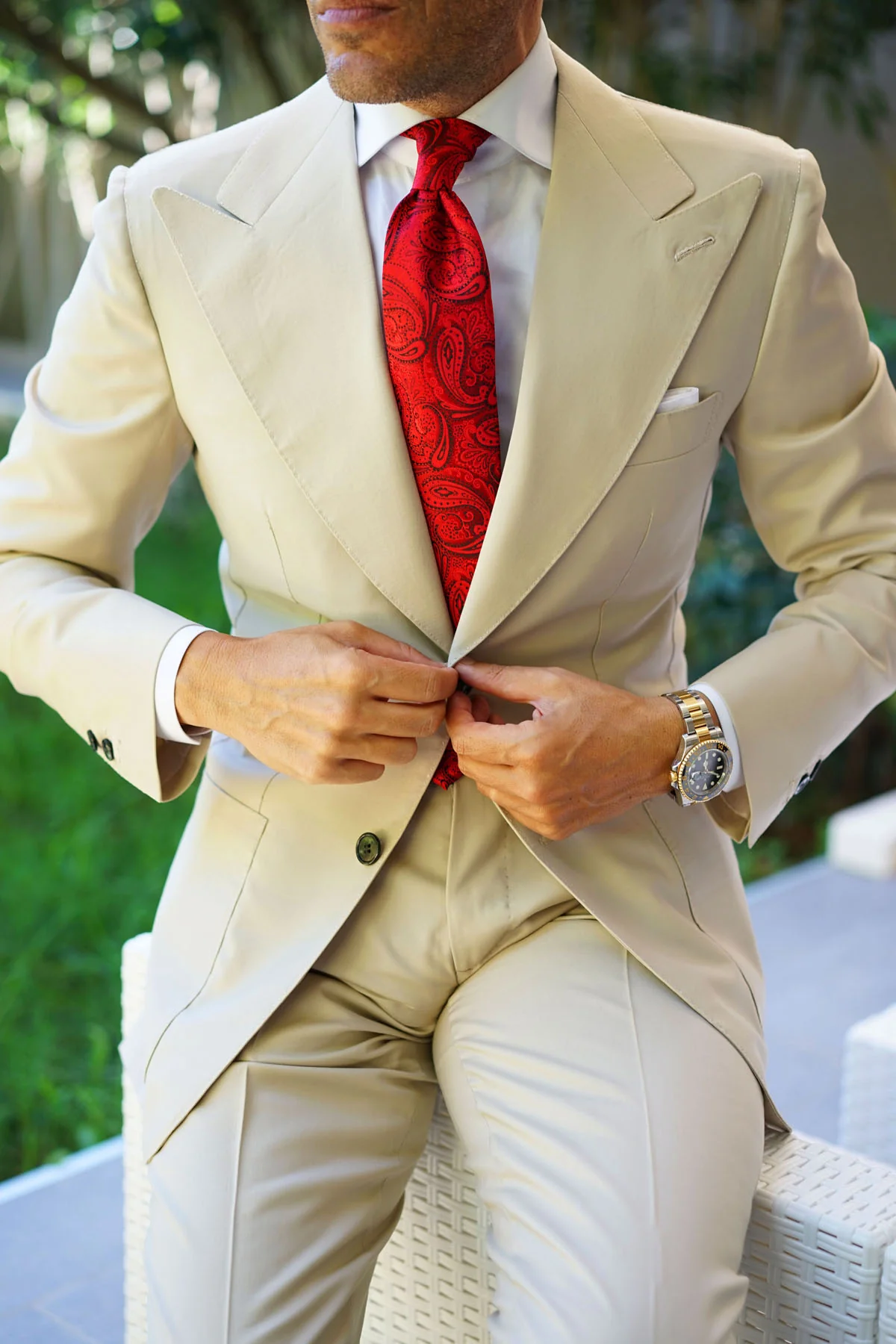 Paisley Red Maroon with Black Tie - Image 21