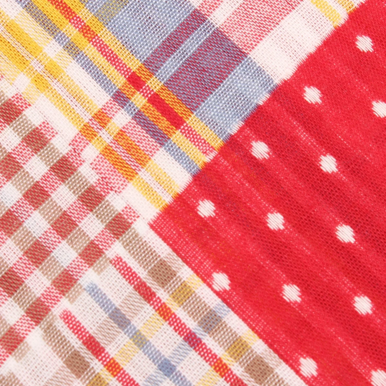 Plaid Red Gingham Cotton Polka Dot Kids Diamond Bow Tie - Image 2