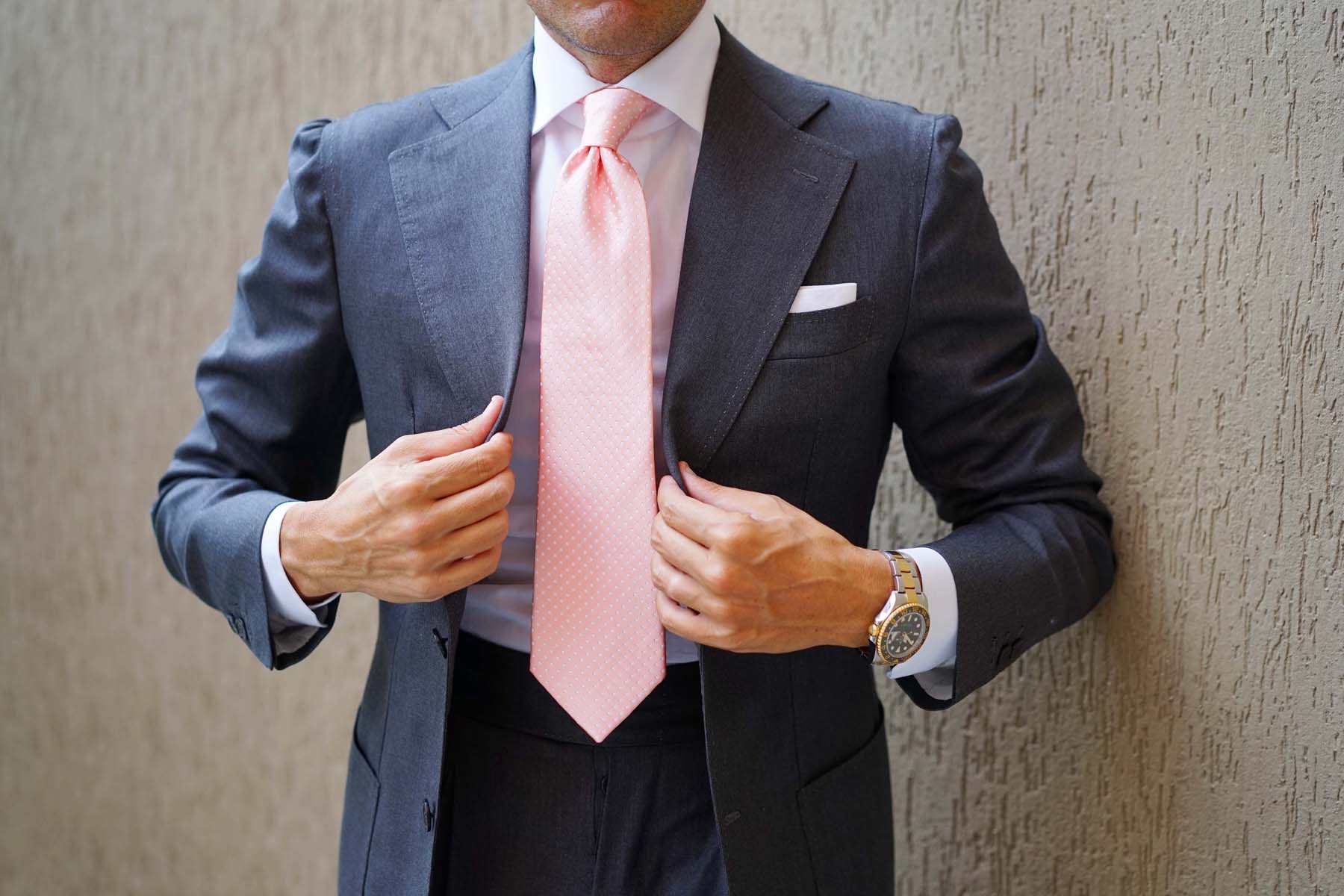 Peach Mini Polka Dots Necktie - Image 12