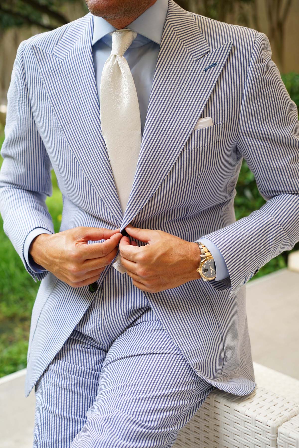 Pearl White Paris Floral Necktie - Image 5