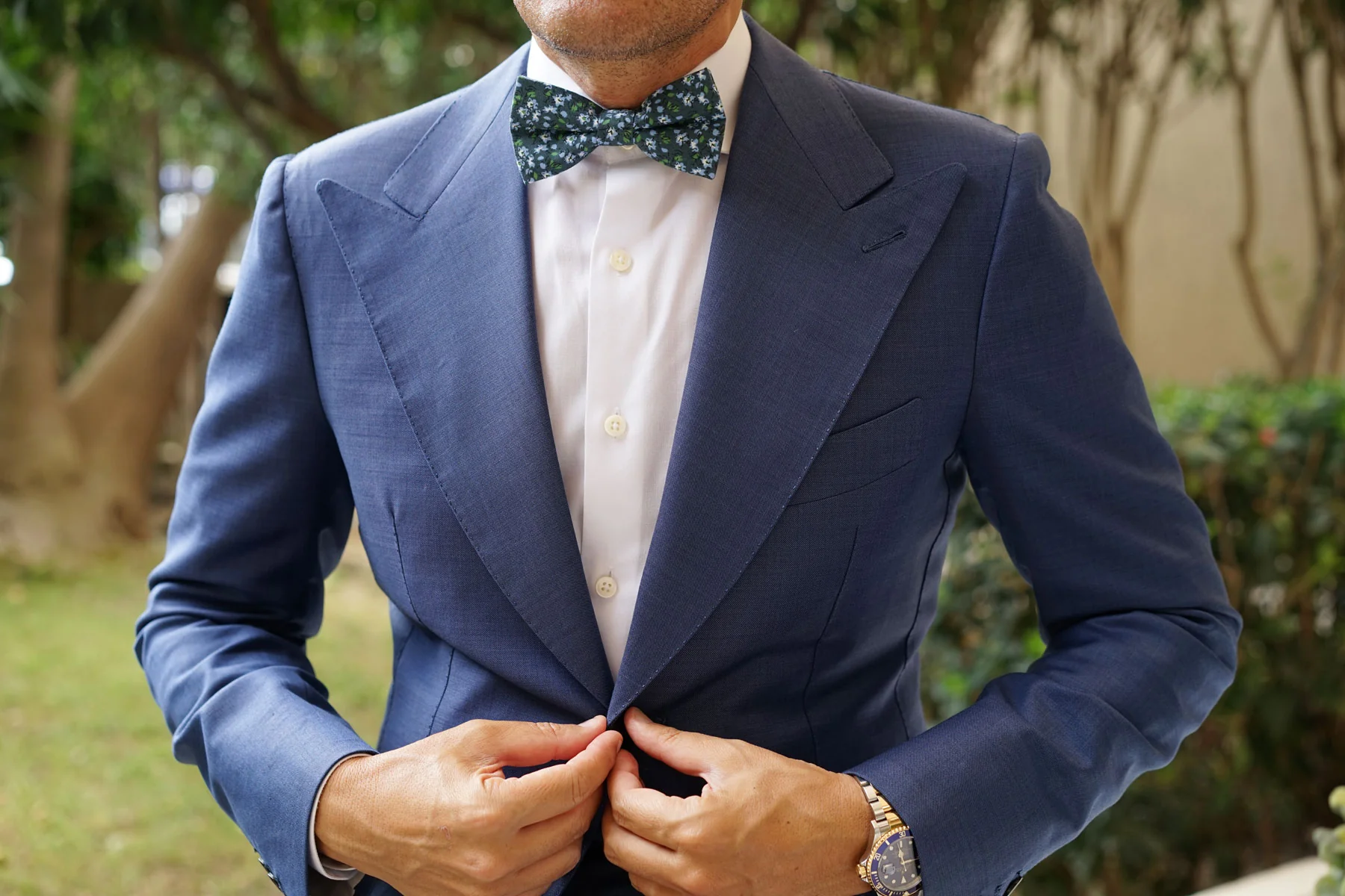 Periwinkle Floral Bow Tie - Image 3