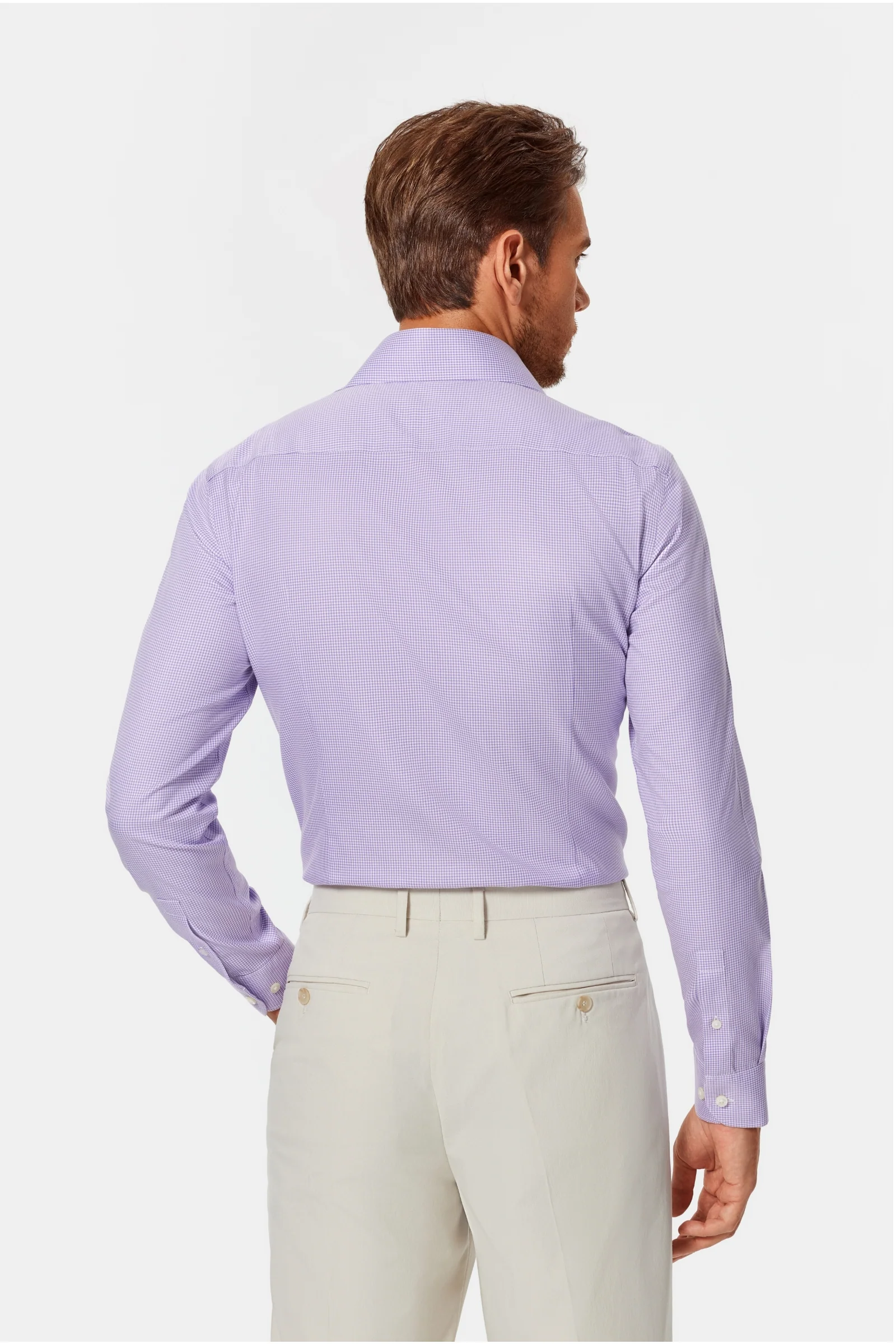 Perry Purple Gingham Twill Non-Iron Shirt - Image 10