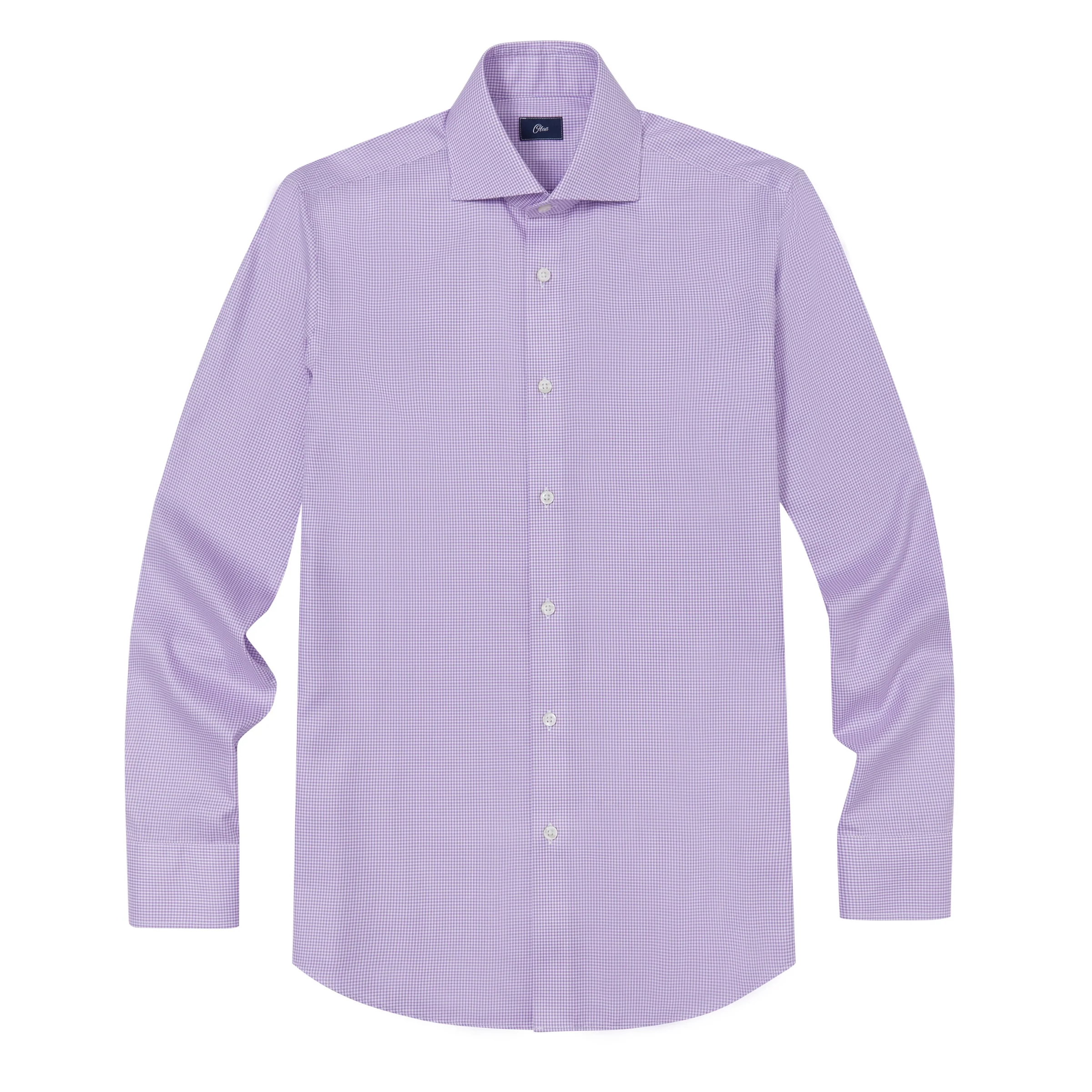 Perry Purple Gingham Twill Non-Iron Shirt - Image 5