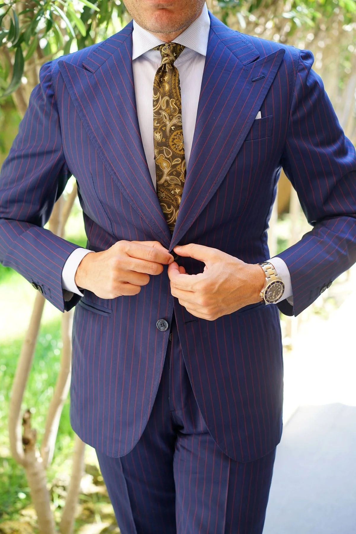 Persian Paisley Brown Skinny Tie - Image 5