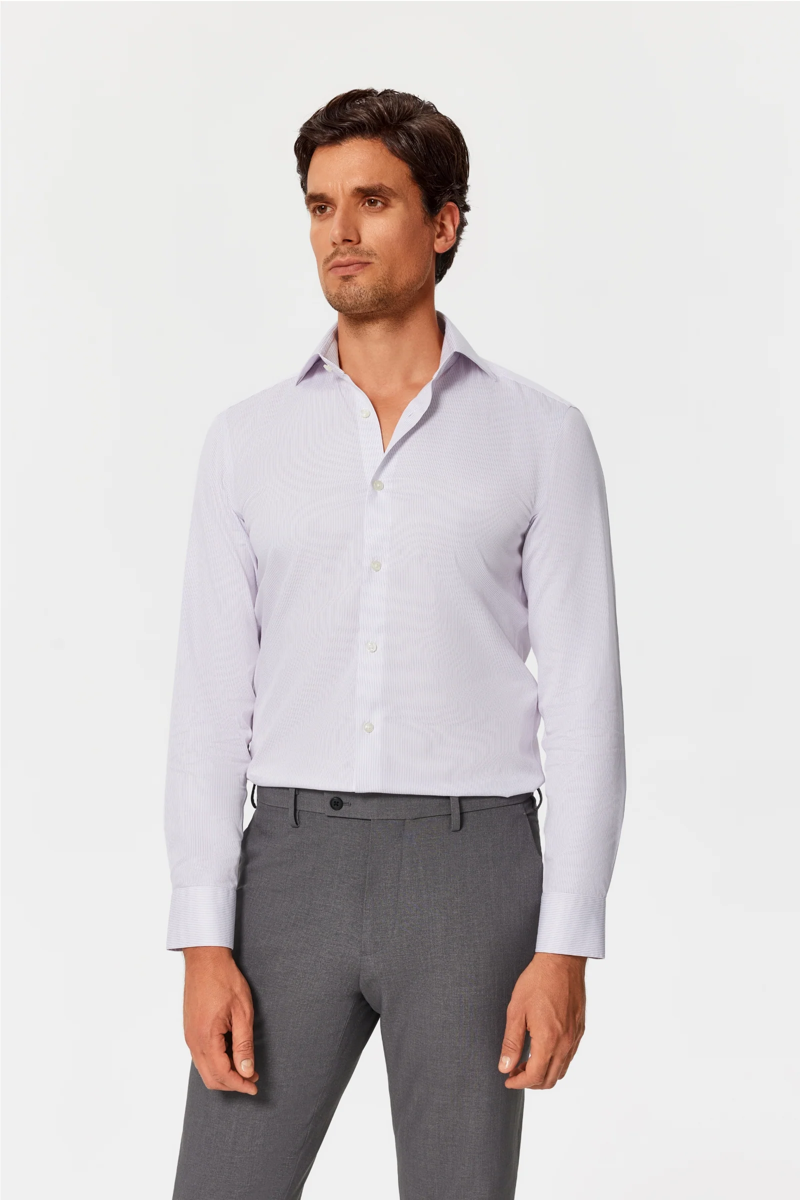 Poloni Purple Twill Non-Iron Shirt - Image 14