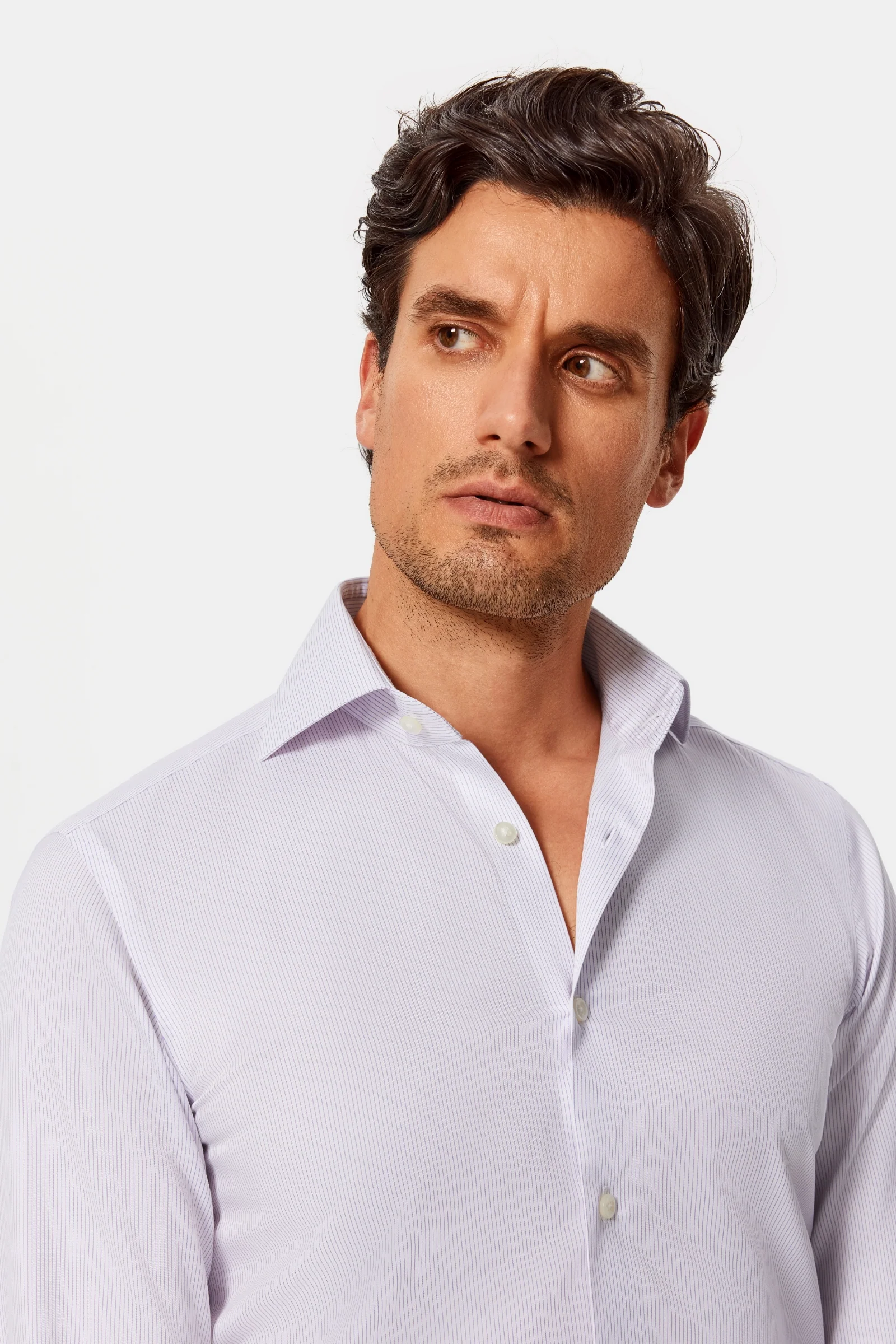 Poloni Purple Twill Non-Iron Shirt - Image 16