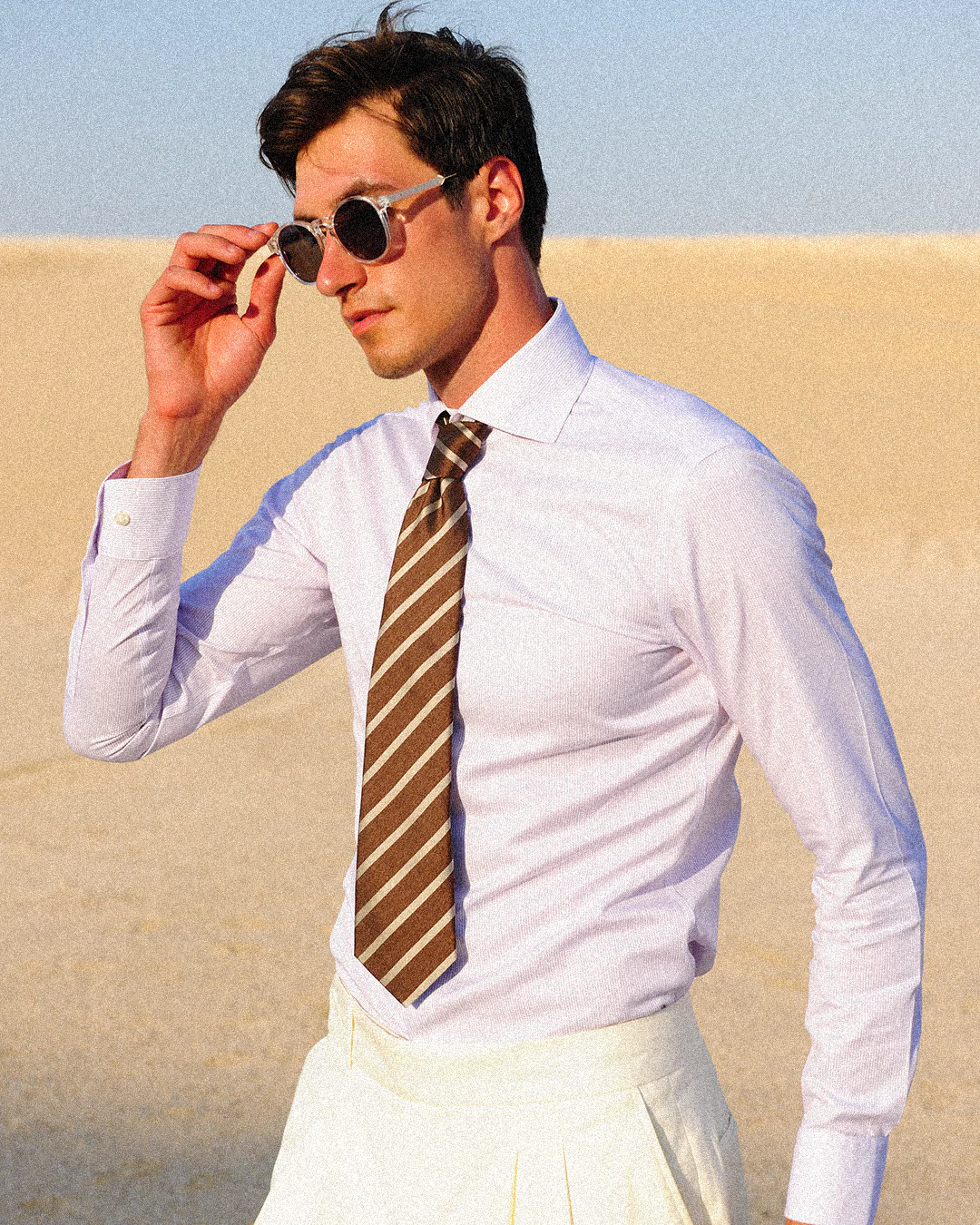 Poloni Purple Twill Non-Iron Shirt - Image 3