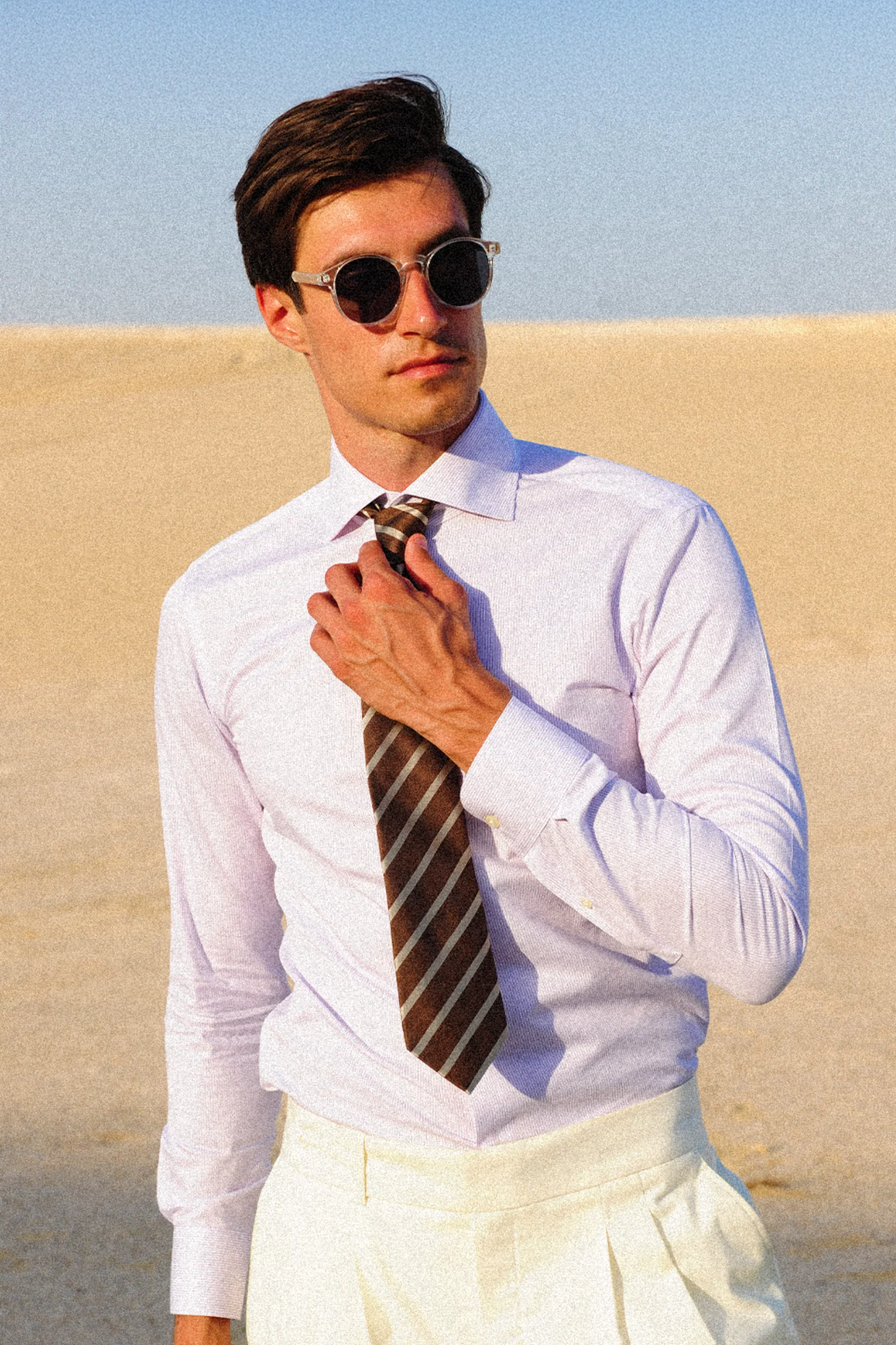 Poloni Purple Twill Non-Iron Shirt - Image 4