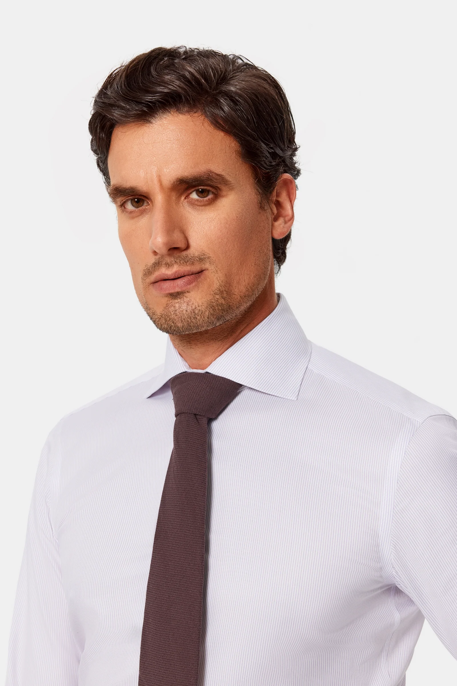 Poloni Purple Twill Non-Iron Shirt - Image 5