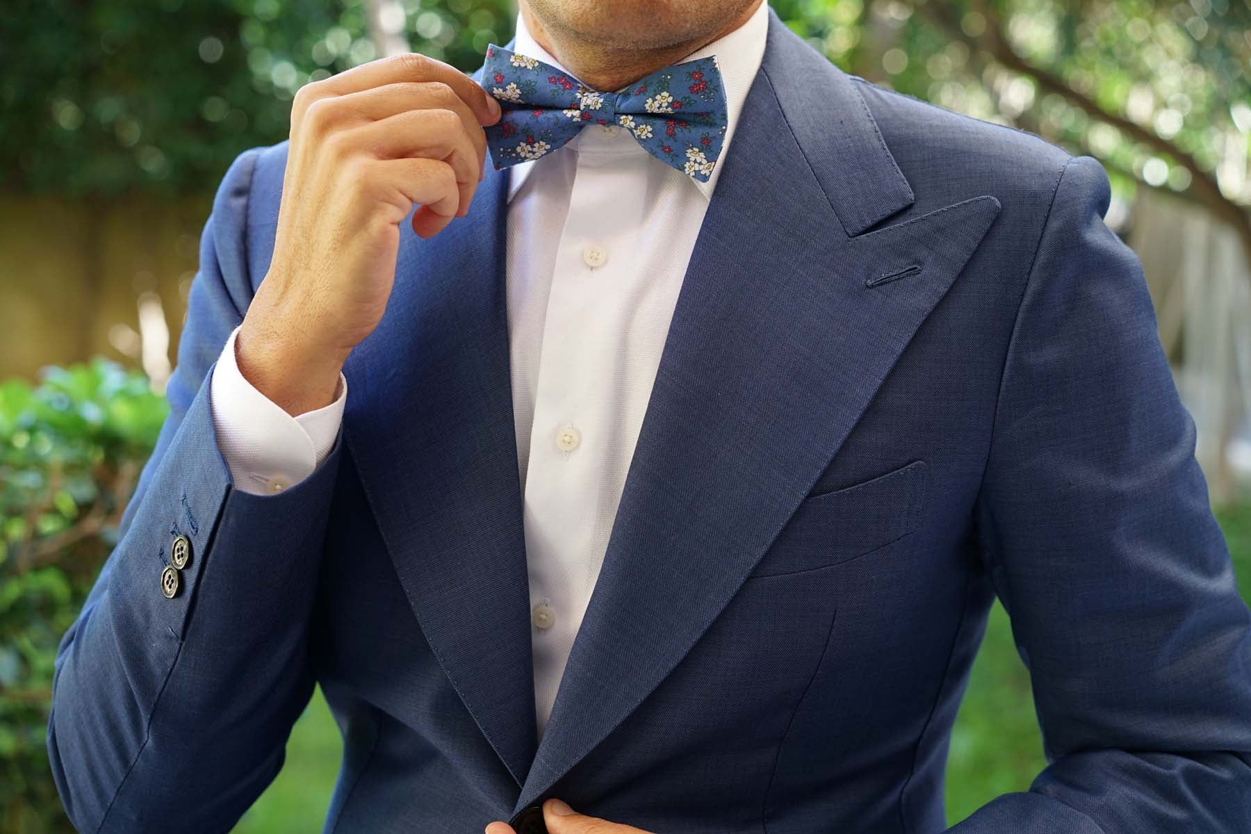 Ravenna Blue Floral Bow Tie - Image 8