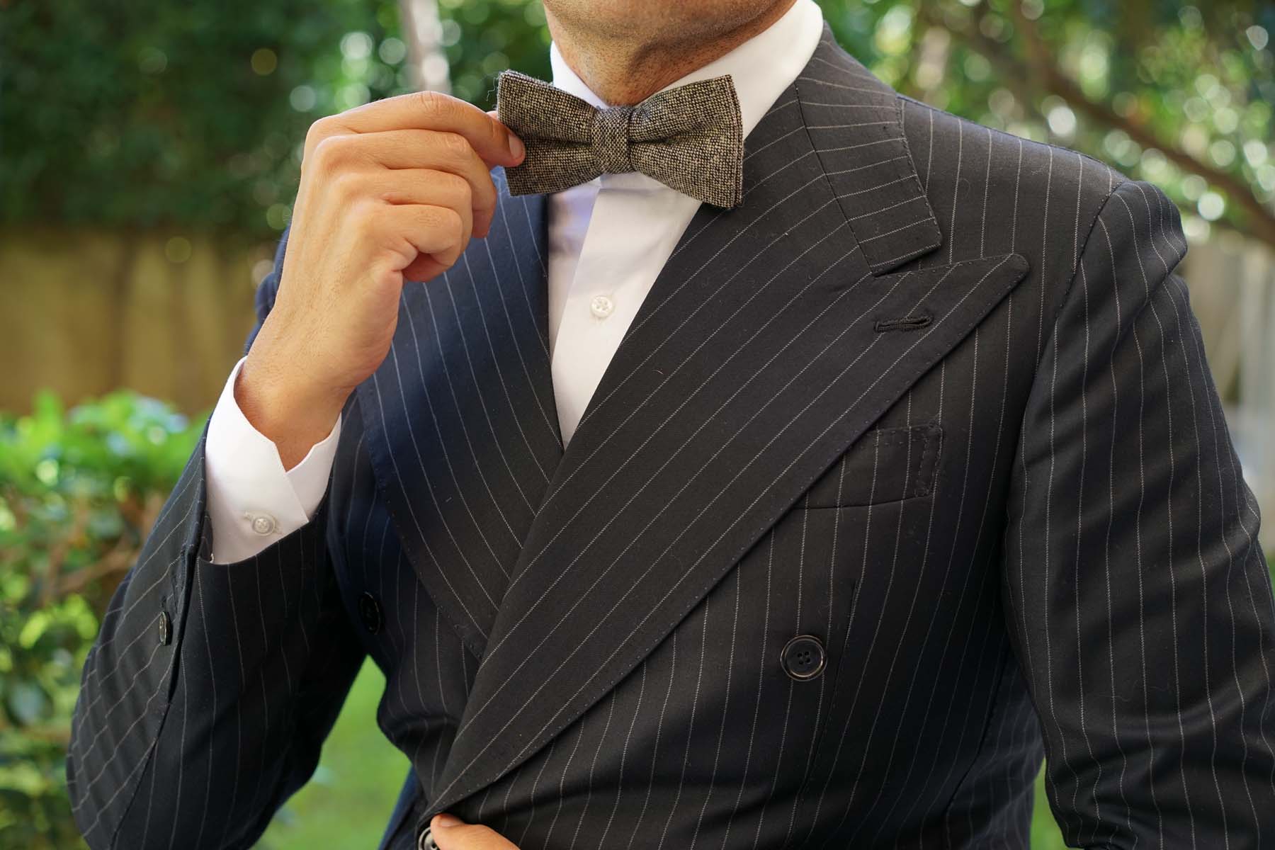 Raw Cocoa Sharkskin Bow Tie - Image 3
