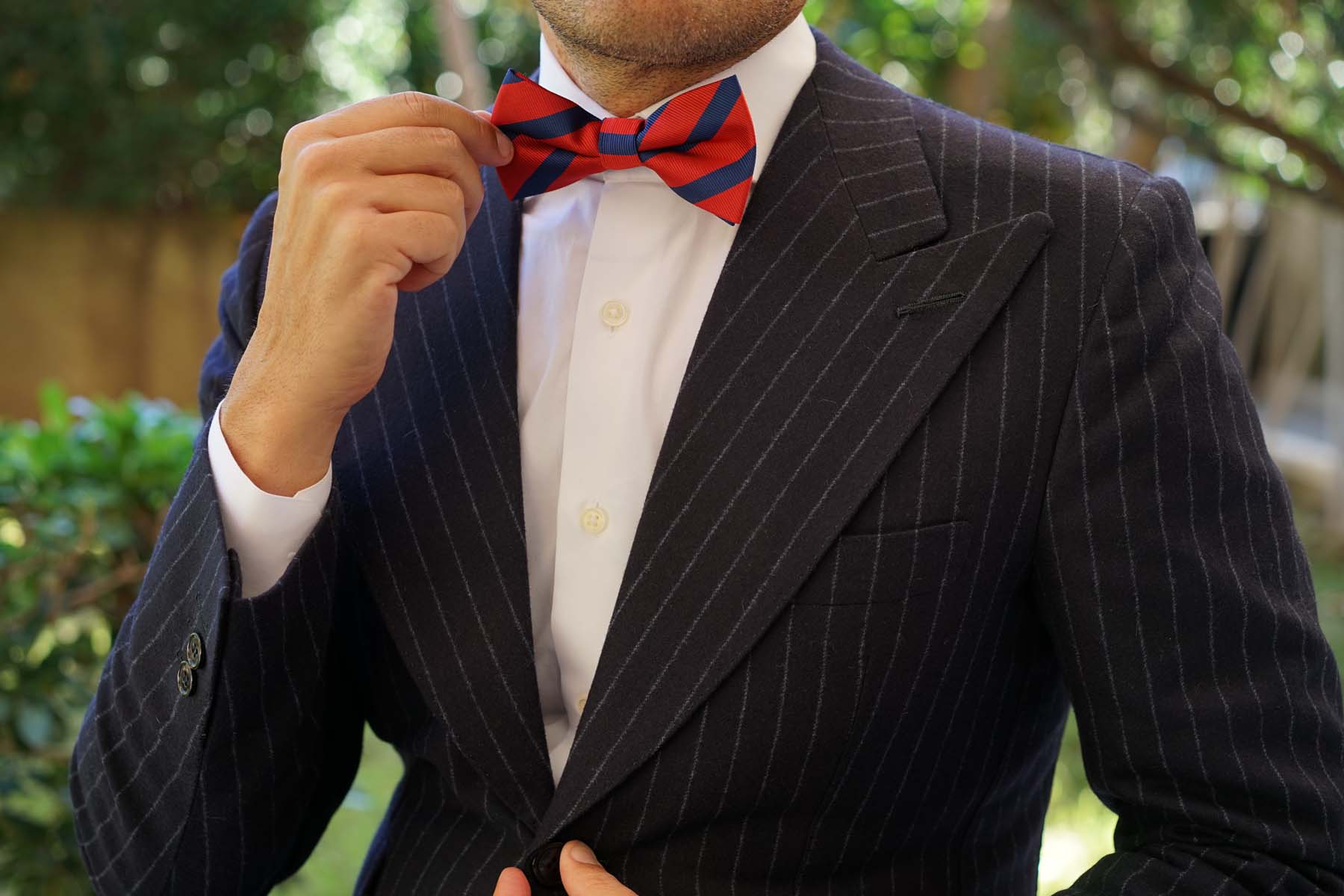 Red and Navy Blue Diagonal - Bow Tie - Image 5